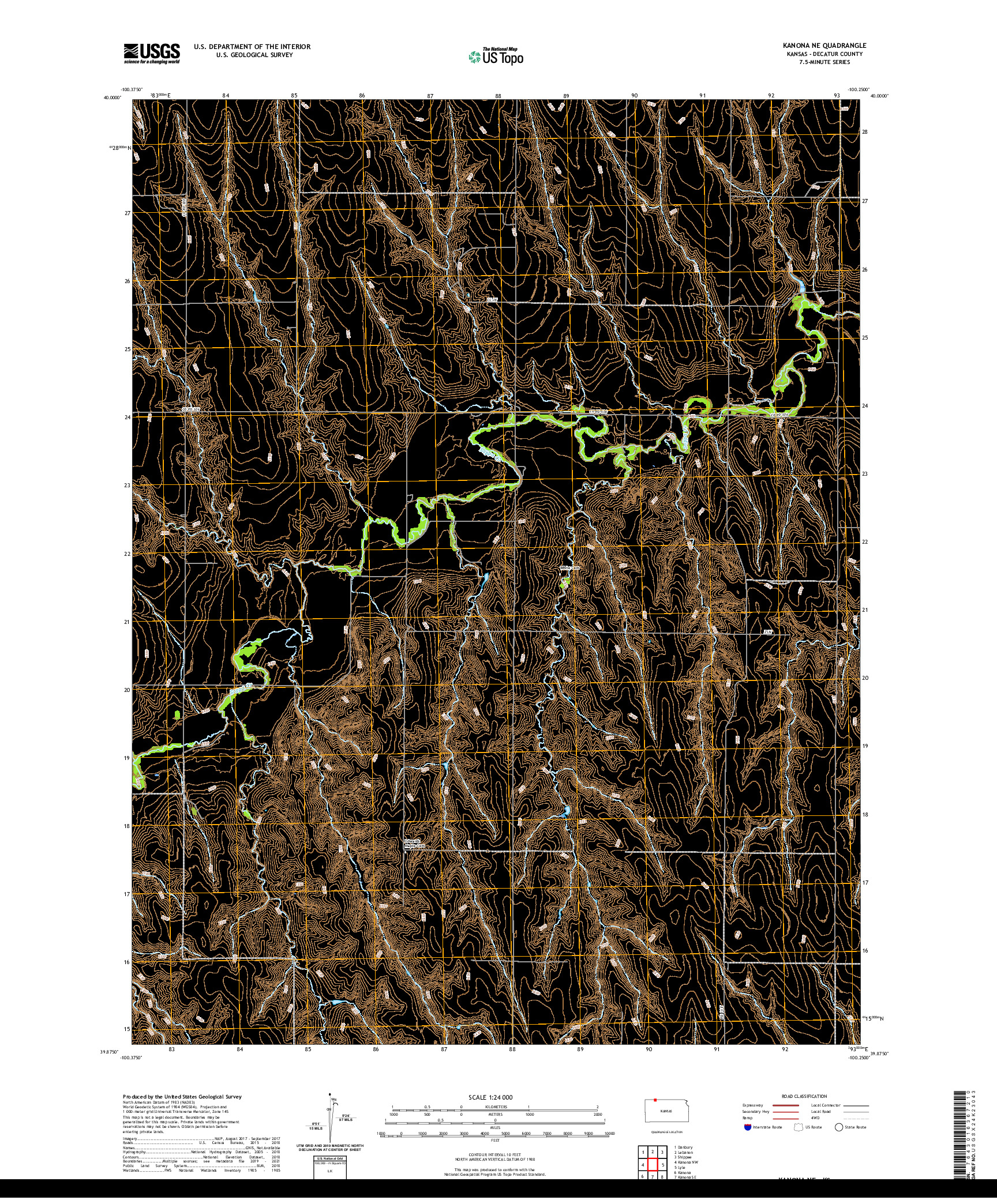 US TOPO 7.5-MINUTE MAP FOR KANONA NE, KS