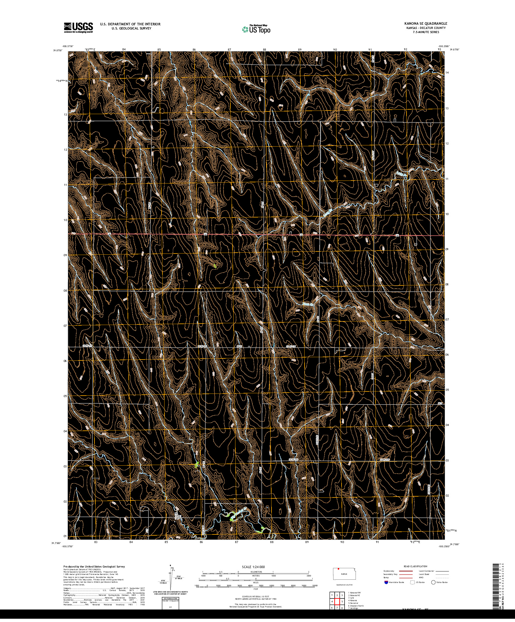 US TOPO 7.5-MINUTE MAP FOR KANONA SE, KS