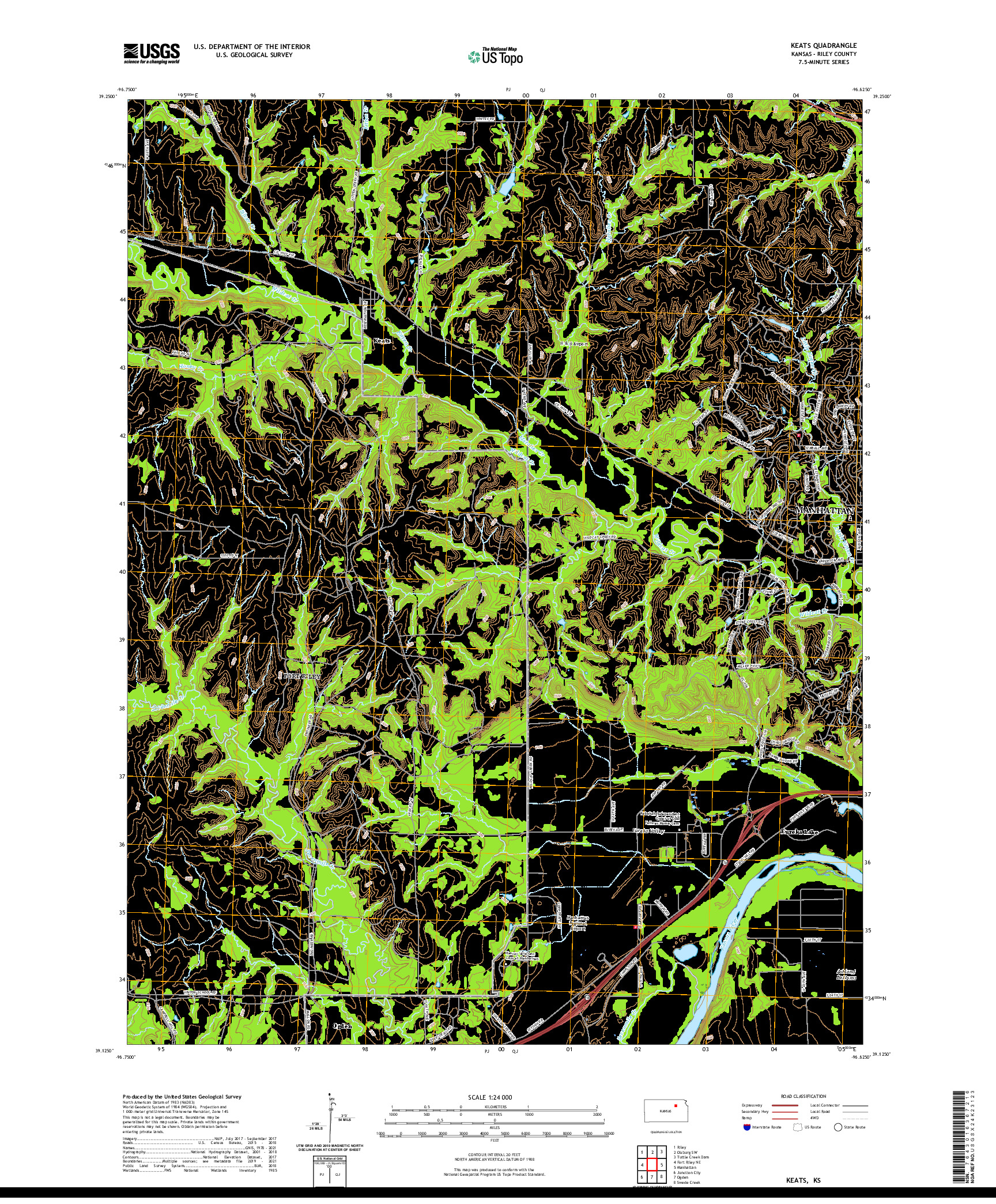 US TOPO 7.5-MINUTE MAP FOR KEATS, KS