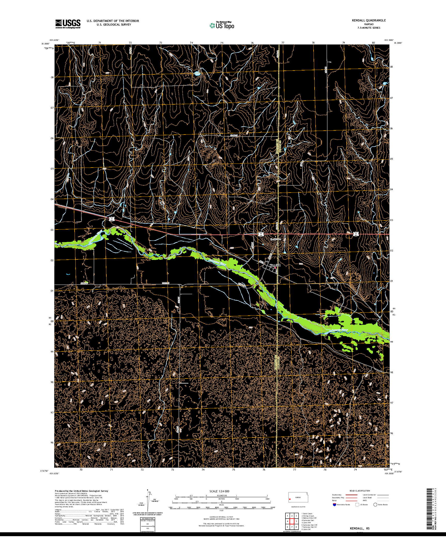 US TOPO 7.5-MINUTE MAP FOR KENDALL, KS