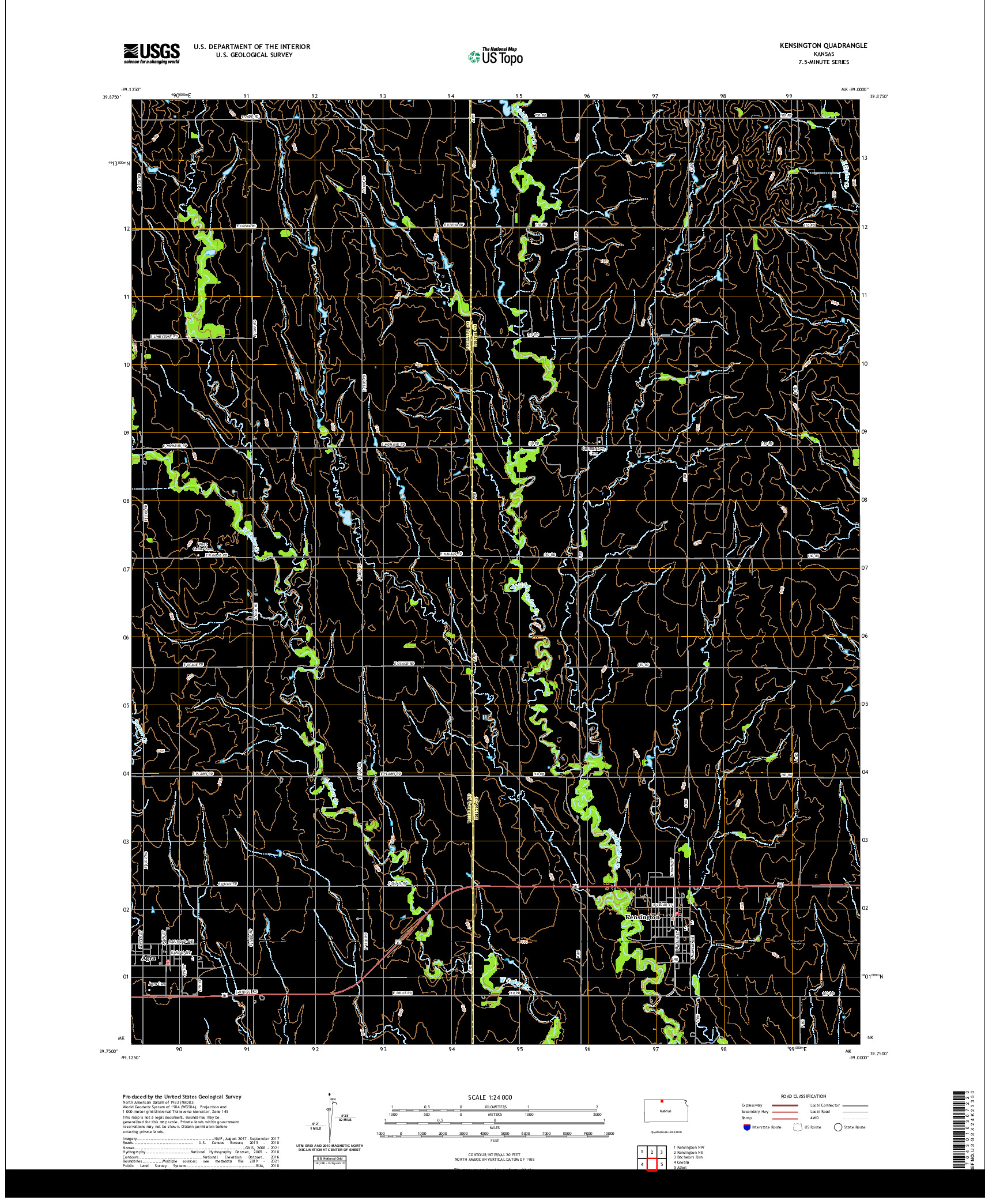 US TOPO 7.5-MINUTE MAP FOR KENSINGTON, KS