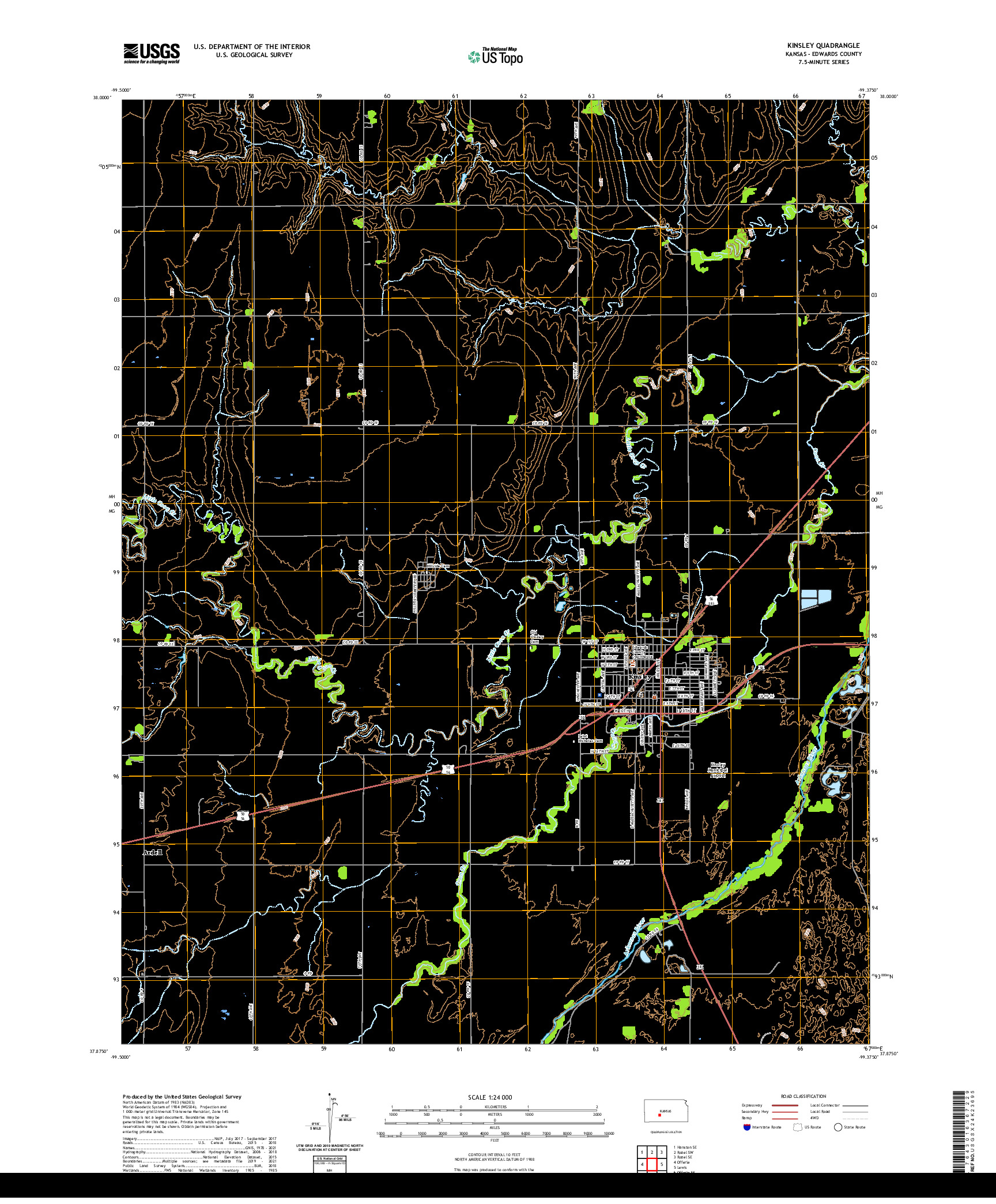 US TOPO 7.5-MINUTE MAP FOR KINSLEY, KS