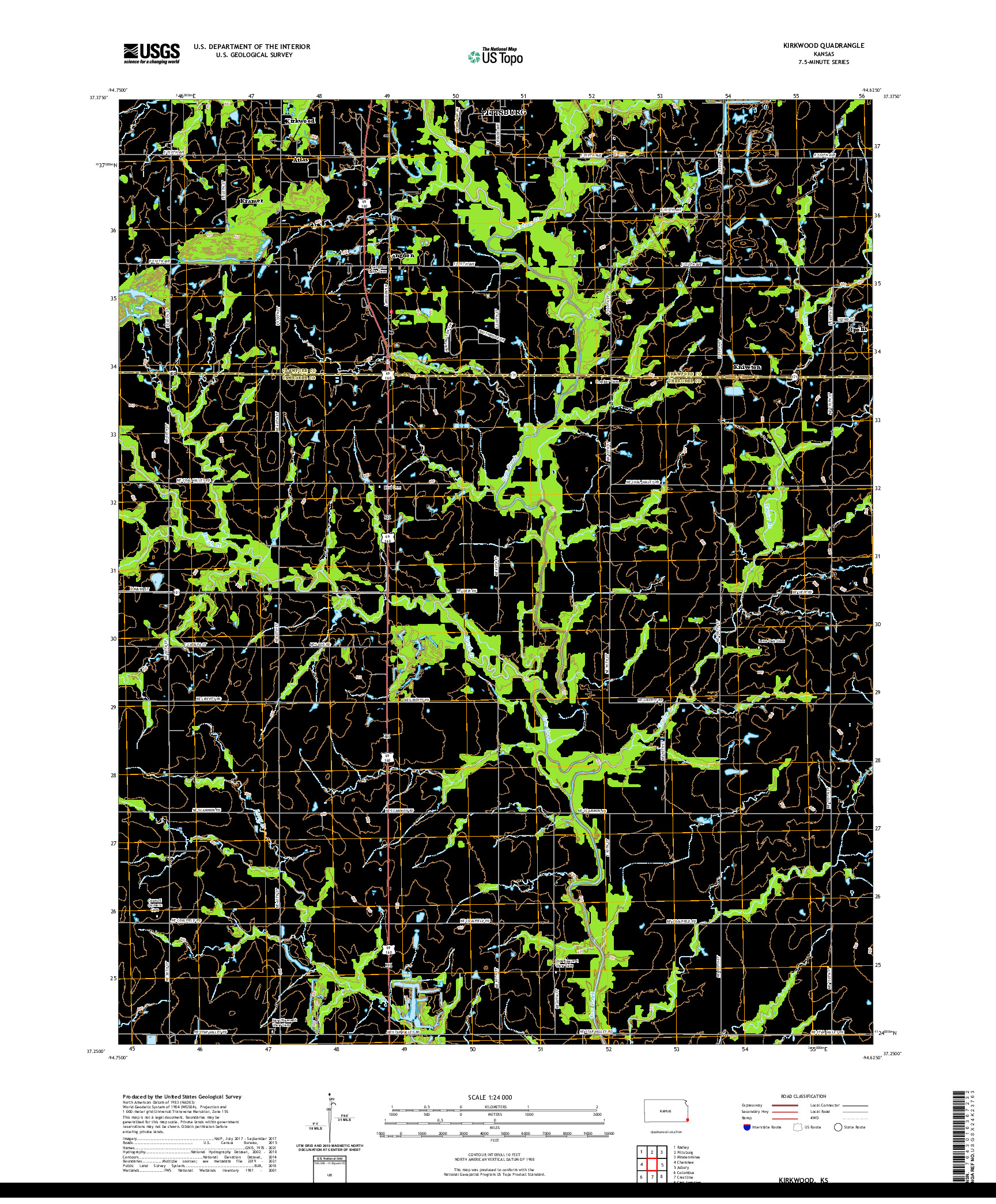 US TOPO 7.5-MINUTE MAP FOR KIRKWOOD, KS