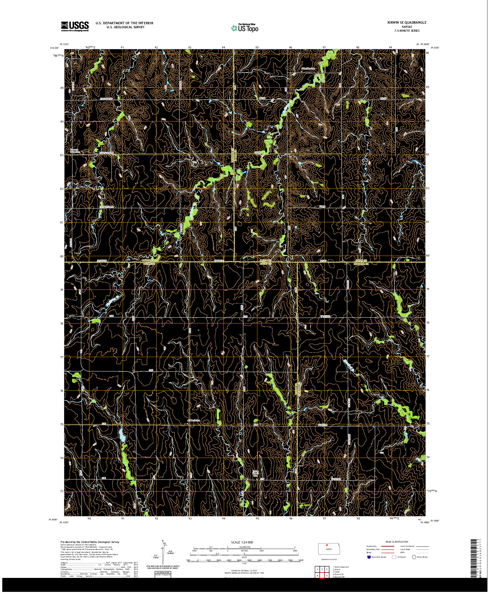 US TOPO 7.5-MINUTE MAP FOR KIRWIN SE, KS