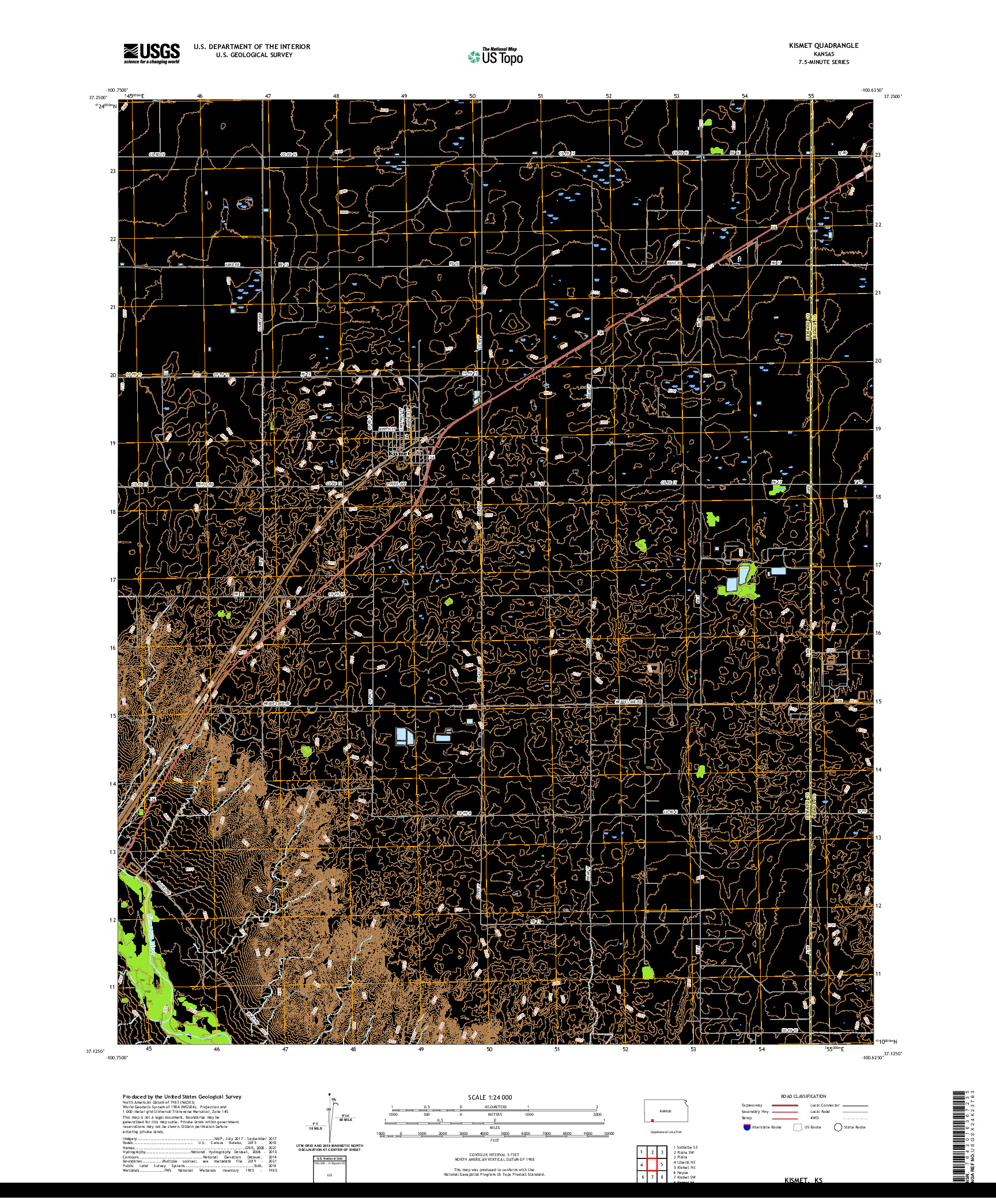 US TOPO 7.5-MINUTE MAP FOR KISMET, KS