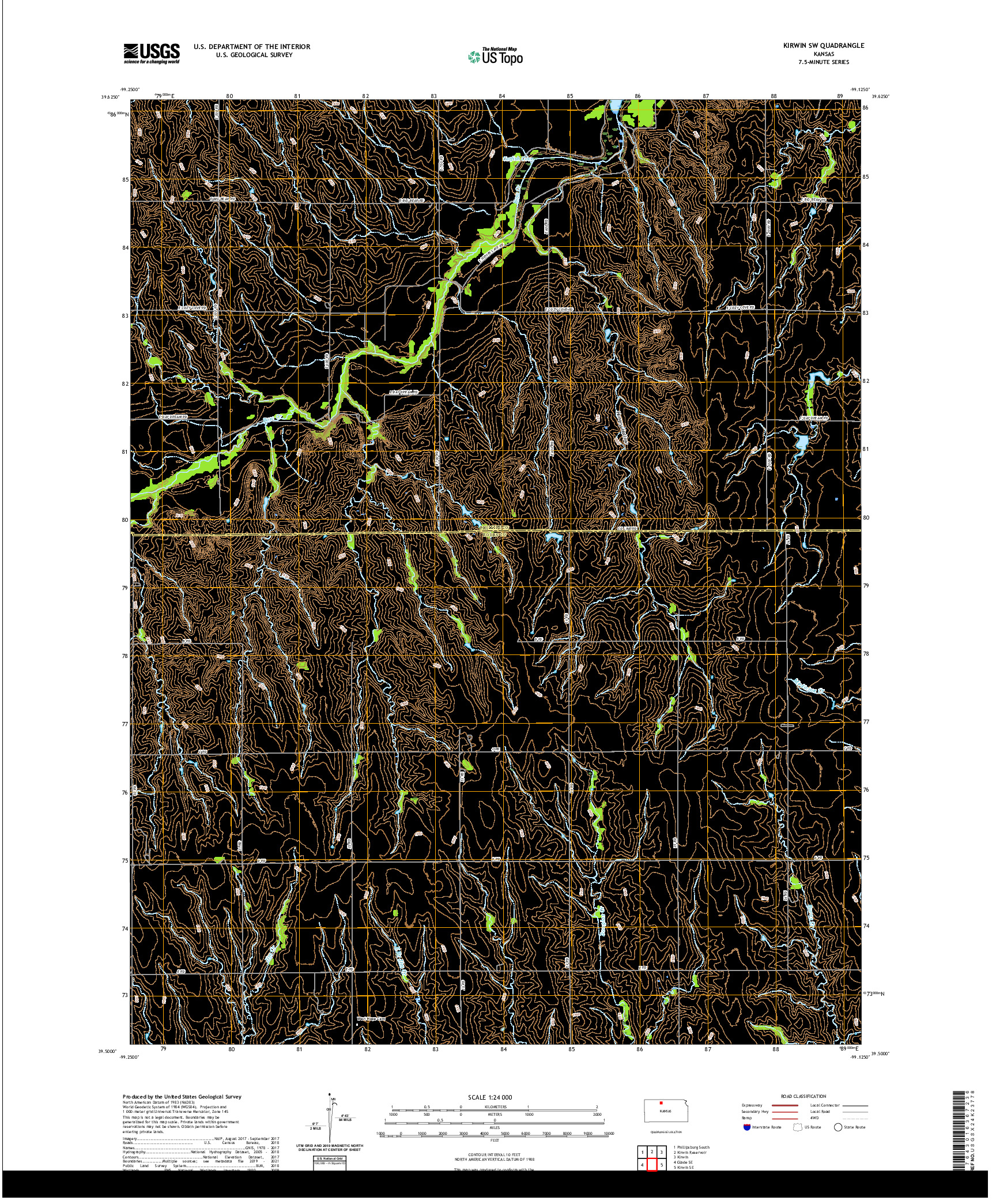 US TOPO 7.5-MINUTE MAP FOR KIRWIN SW, KS