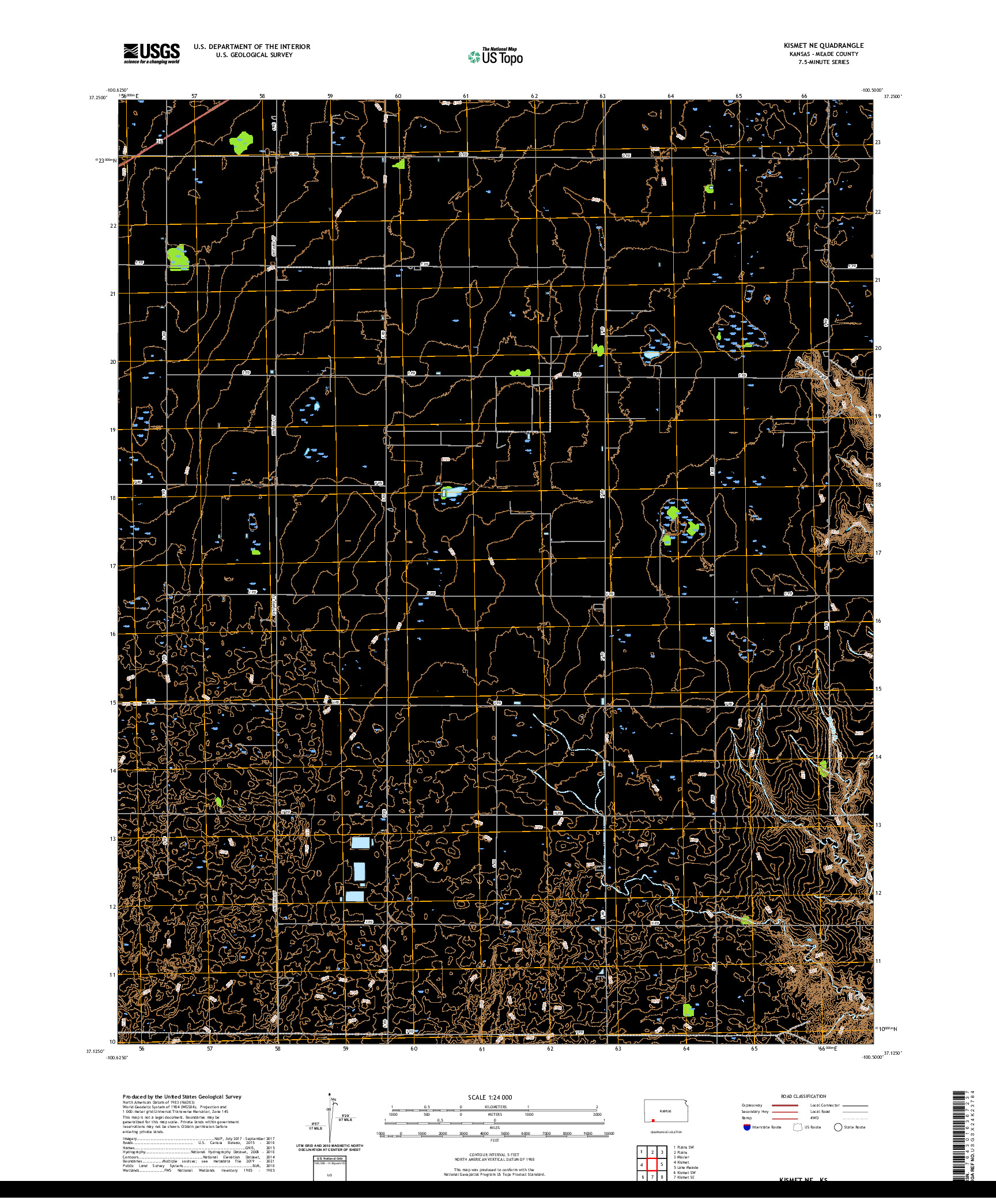 US TOPO 7.5-MINUTE MAP FOR KISMET NE, KS