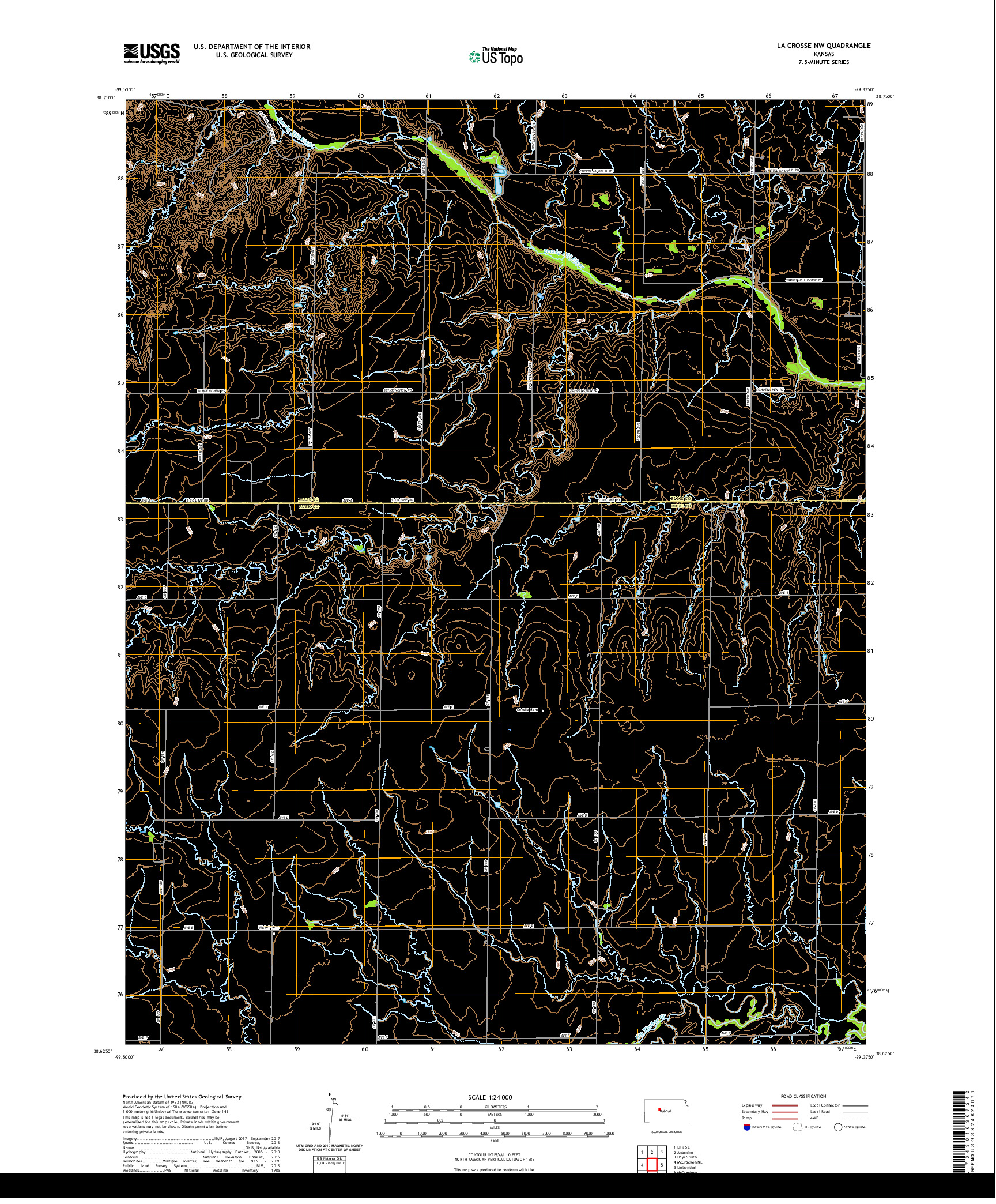 US TOPO 7.5-MINUTE MAP FOR LA CROSSE NW, KS