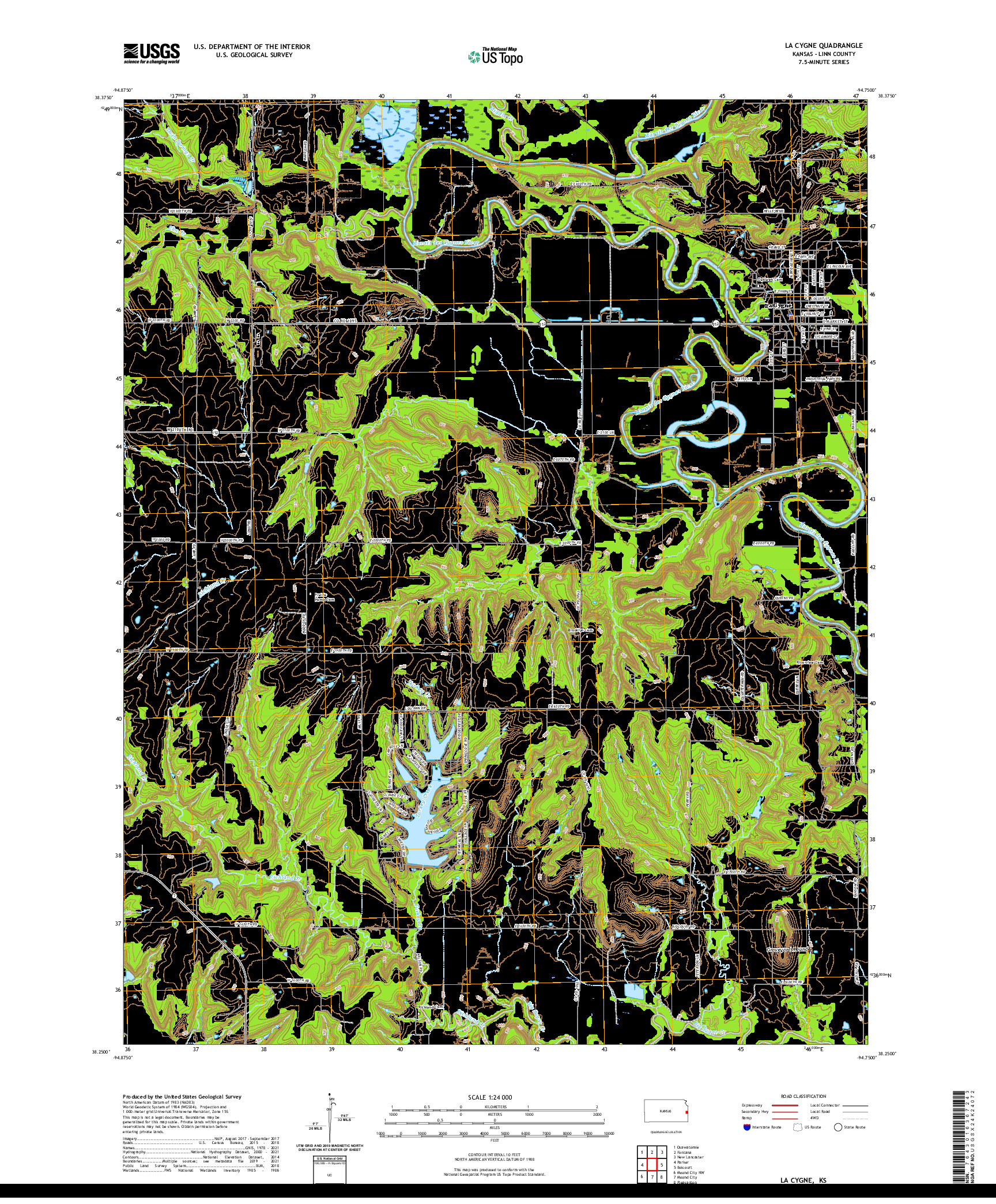 US TOPO 7.5-MINUTE MAP FOR LA CYGNE, KS