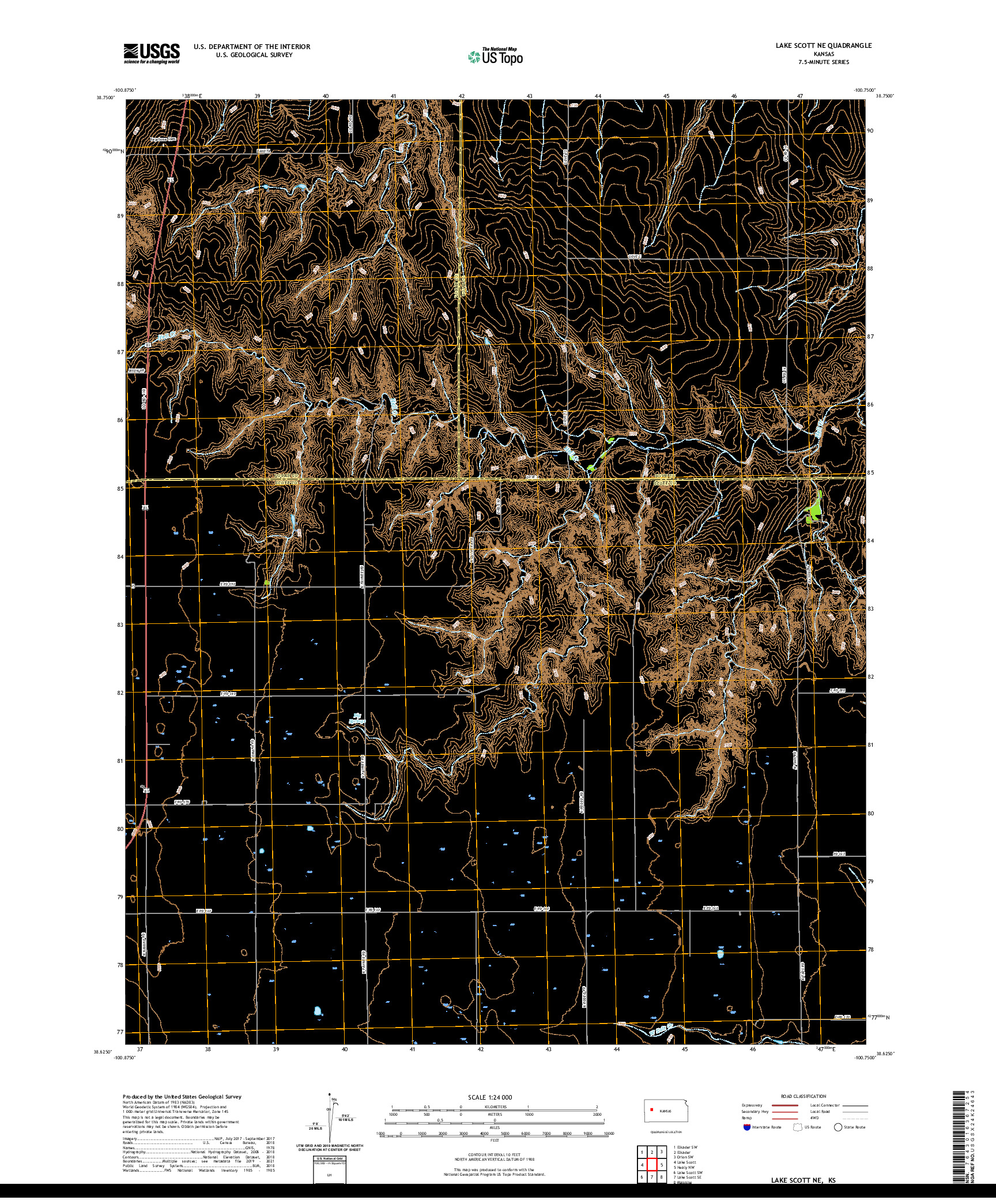 US TOPO 7.5-MINUTE MAP FOR LAKE SCOTT NE, KS