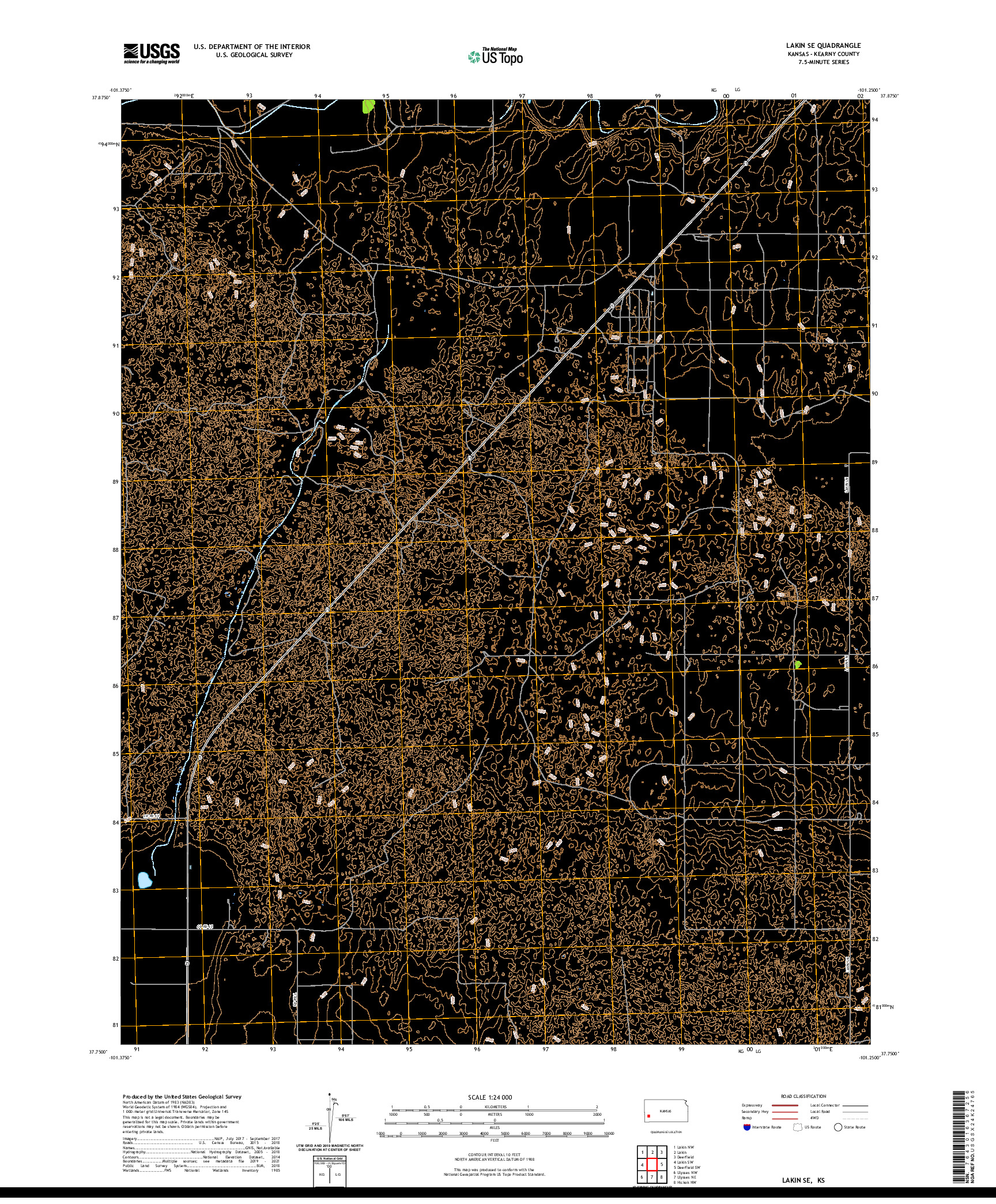 US TOPO 7.5-MINUTE MAP FOR LAKIN SE, KS