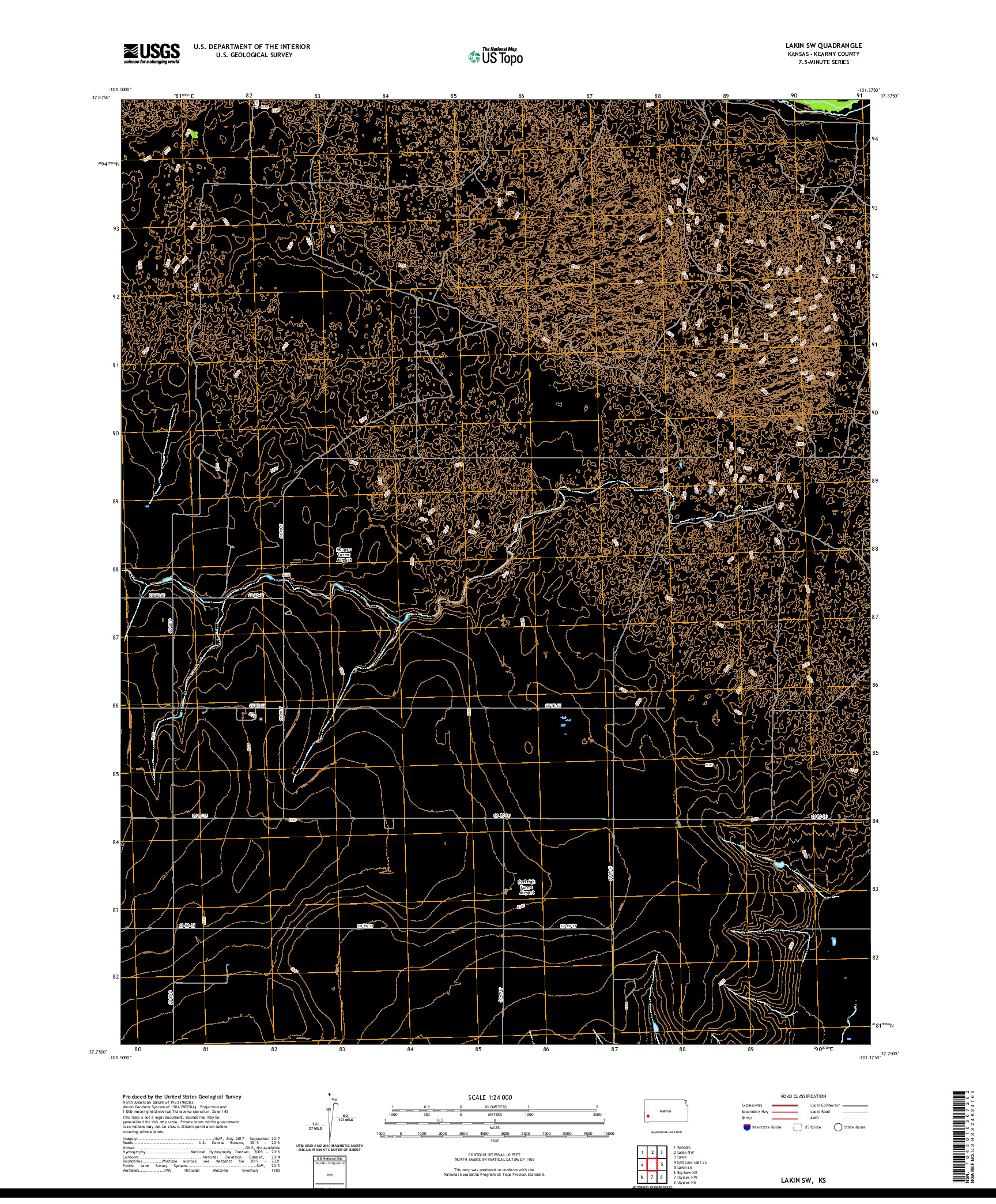 US TOPO 7.5-MINUTE MAP FOR LAKIN SW, KS