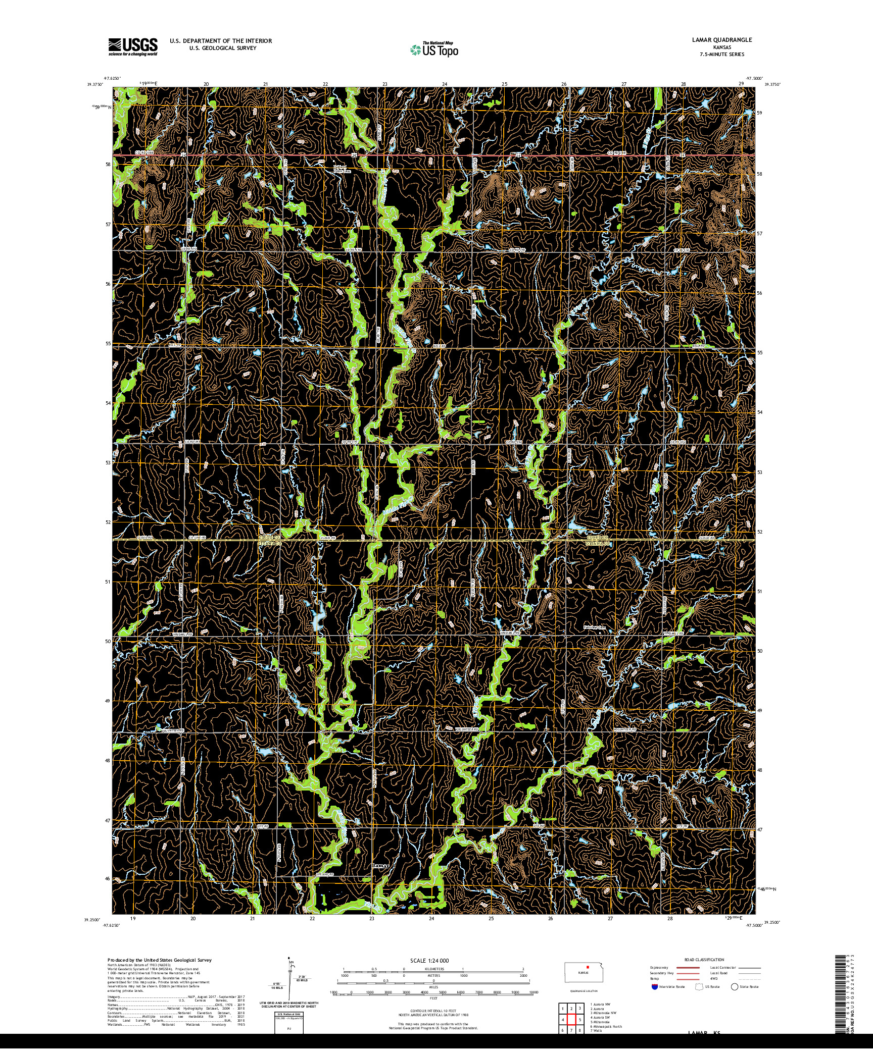 US TOPO 7.5-MINUTE MAP FOR LAMAR, KS