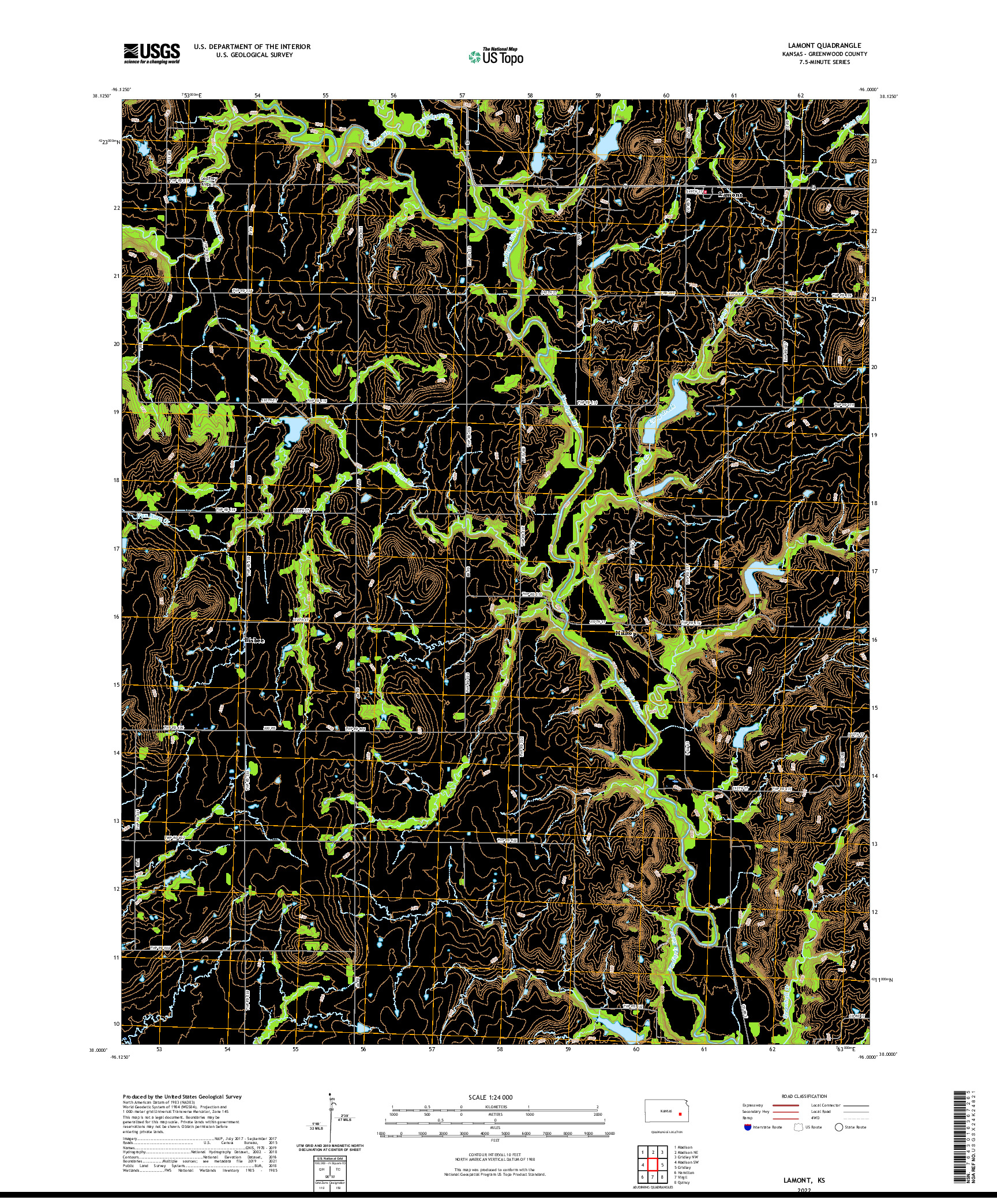 US TOPO 7.5-MINUTE MAP FOR LAMONT, KS