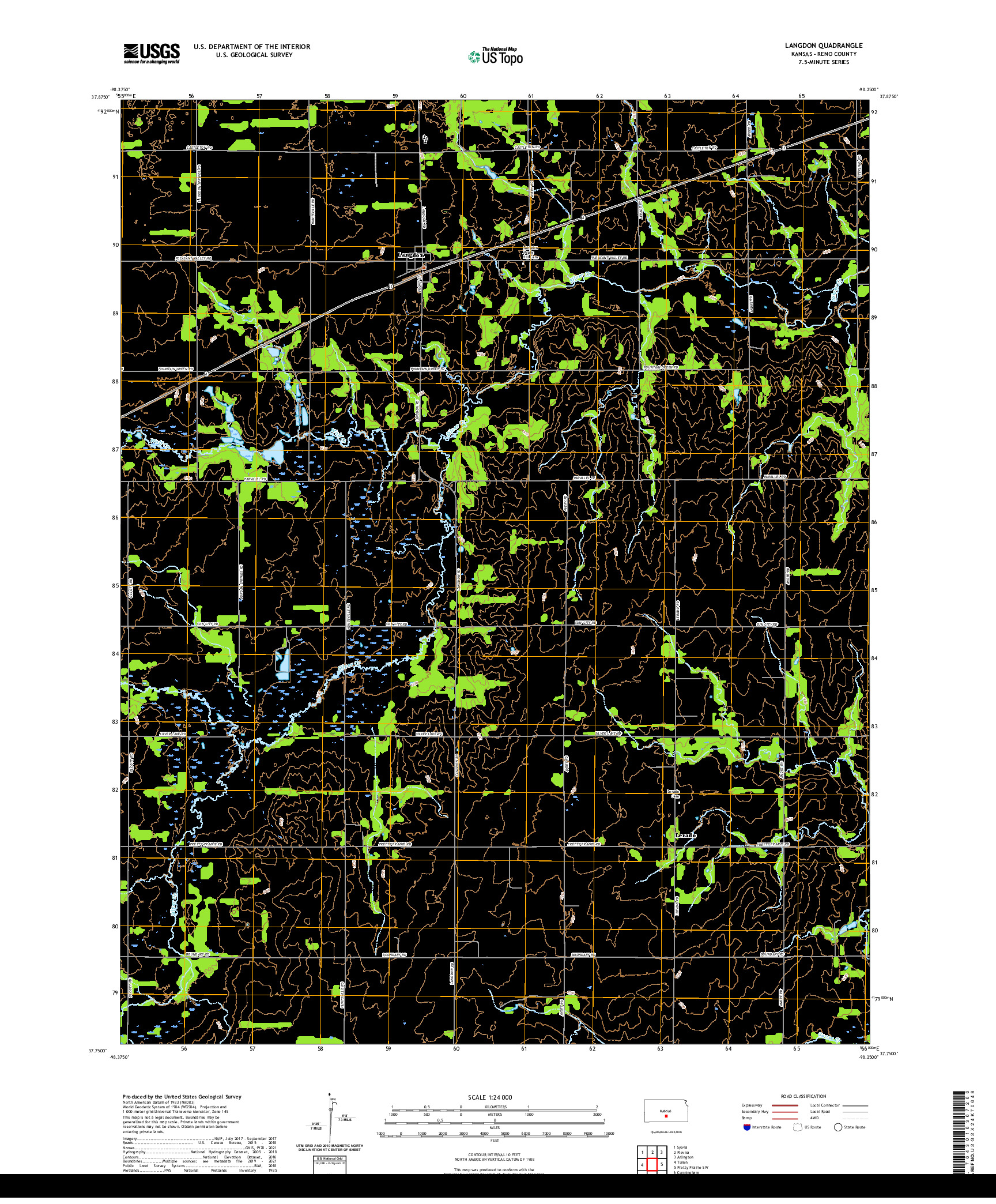 US TOPO 7.5-MINUTE MAP FOR LANGDON, KS