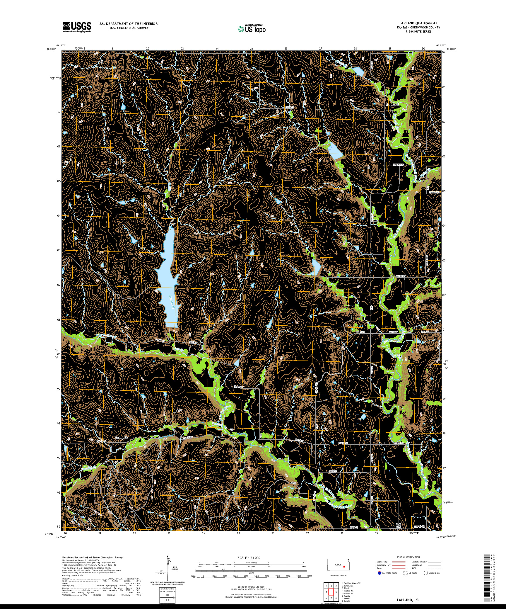 US TOPO 7.5-MINUTE MAP FOR LAPLAND, KS