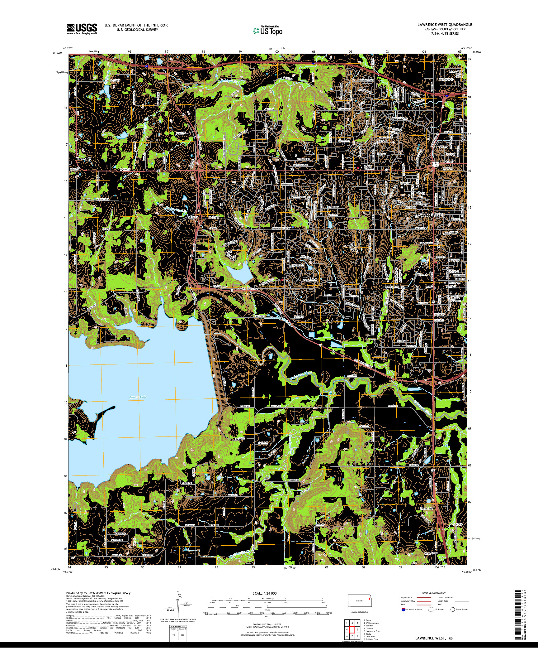 US TOPO 7.5-MINUTE MAP FOR LAWRENCE WEST, KS