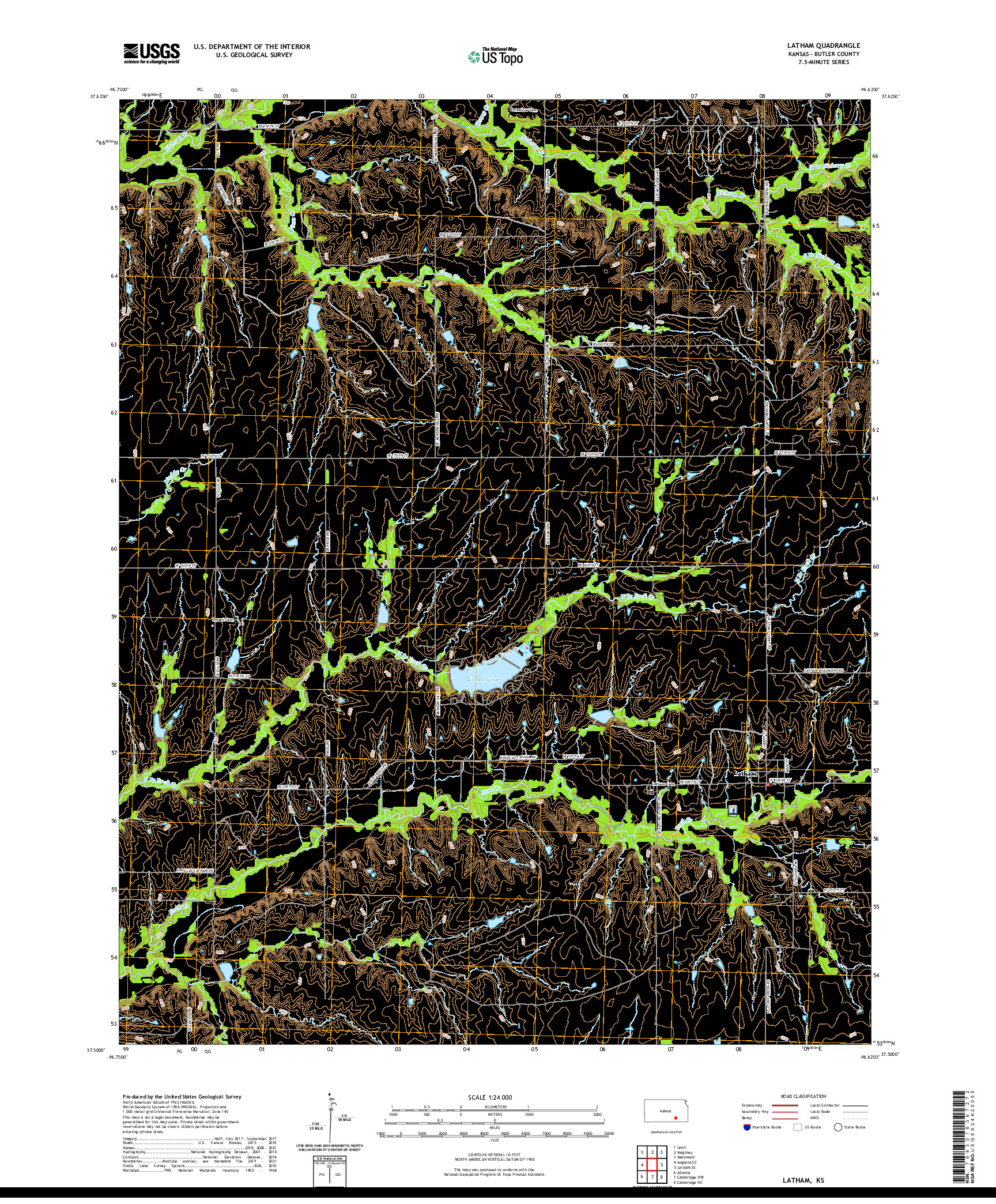 US TOPO 7.5-MINUTE MAP FOR LATHAM, KS