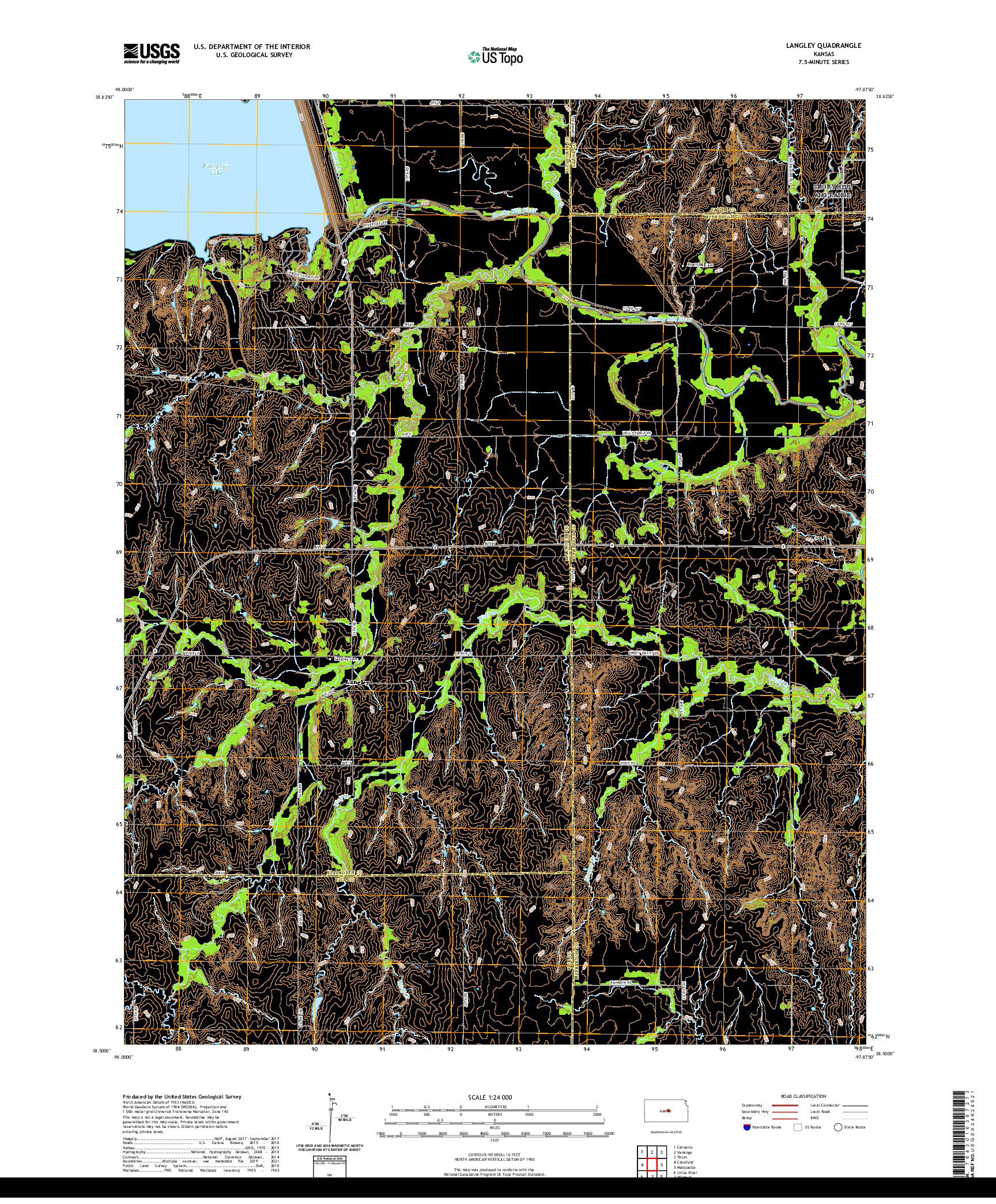 US TOPO 7.5-MINUTE MAP FOR LANGLEY, KS