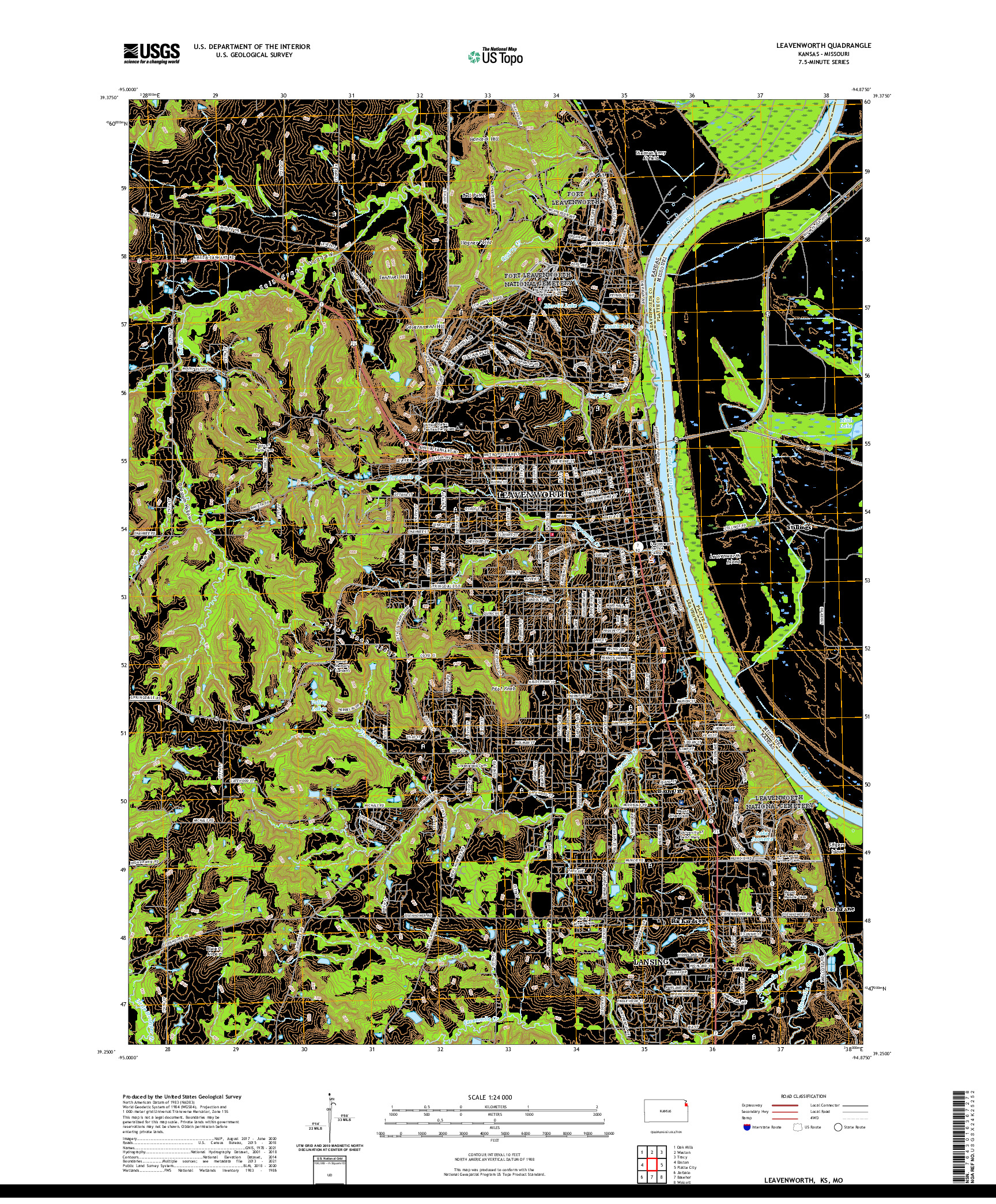 US TOPO 7.5-MINUTE MAP FOR LEAVENWORTH, KS,MO