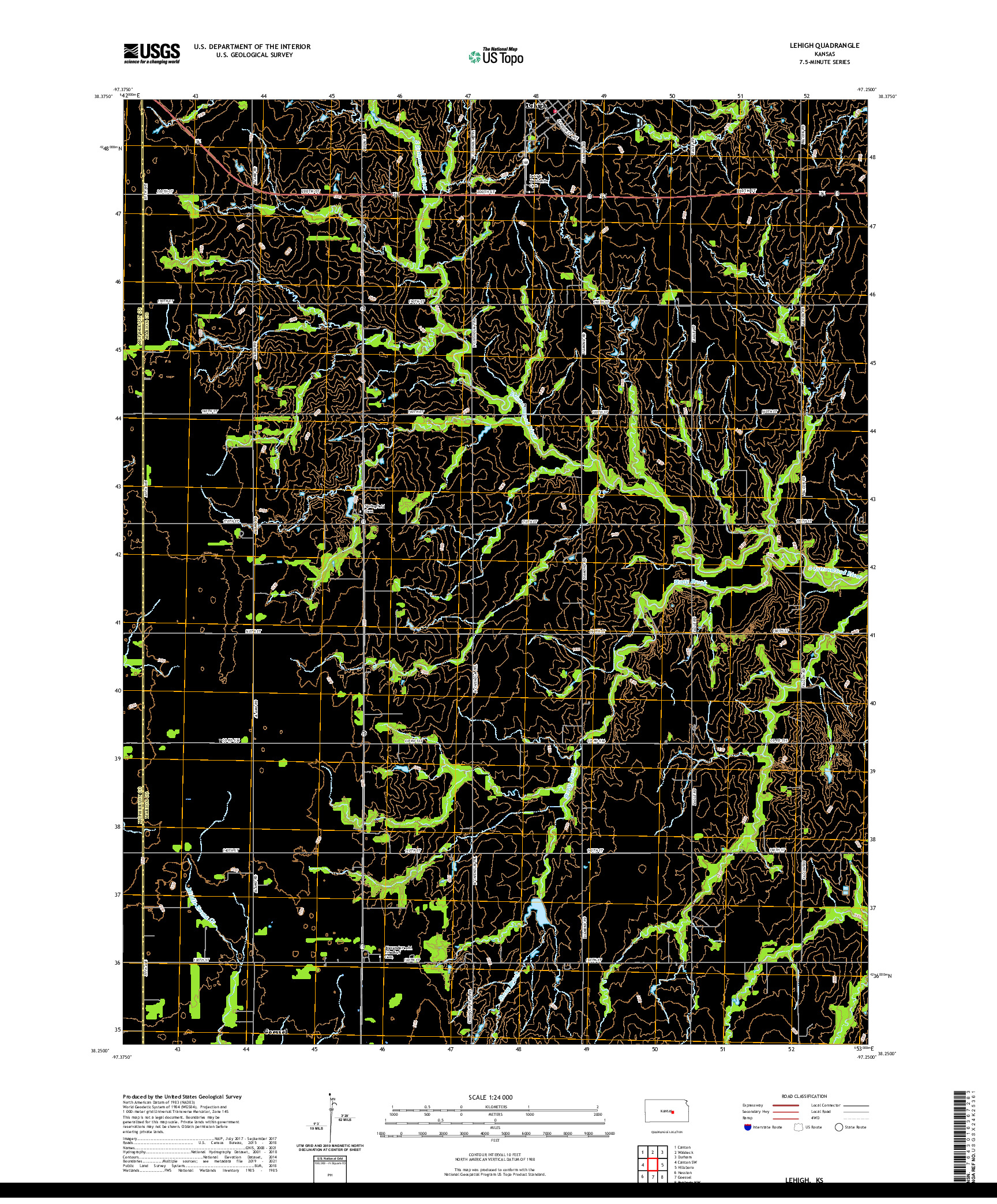 US TOPO 7.5-MINUTE MAP FOR LEHIGH, KS