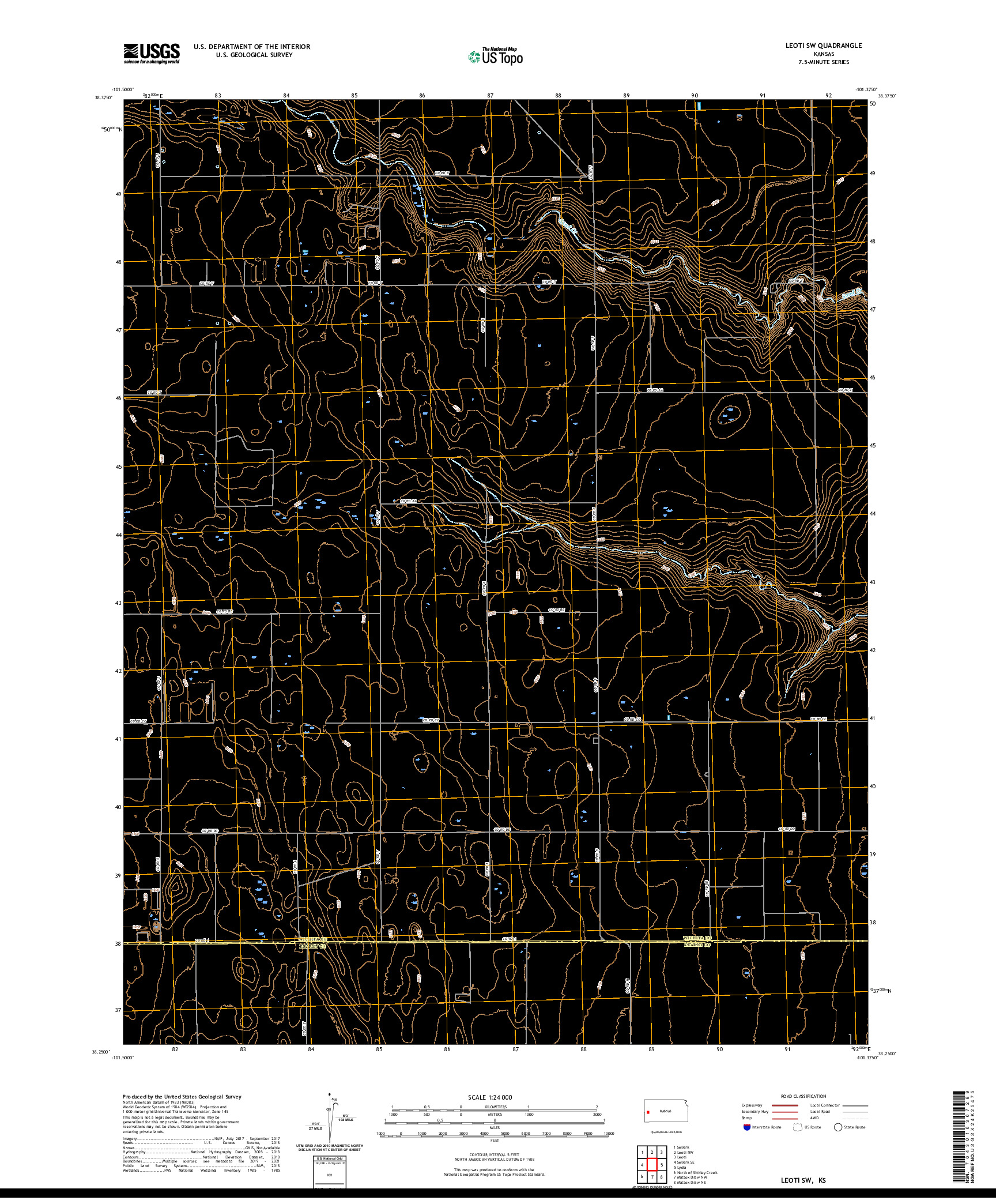 US TOPO 7.5-MINUTE MAP FOR LEOTI SW, KS