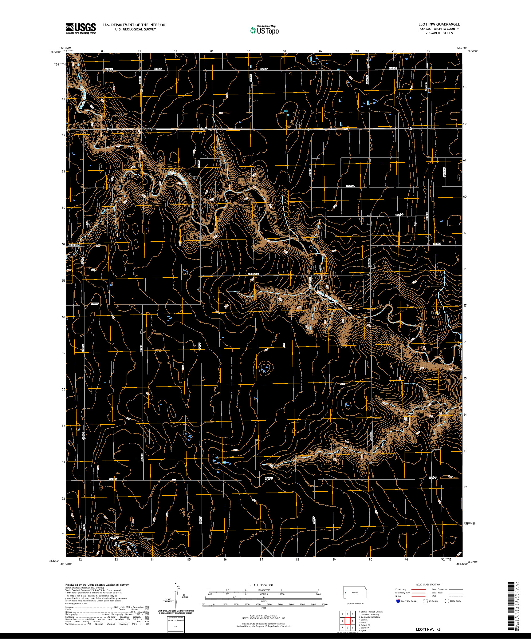 US TOPO 7.5-MINUTE MAP FOR LEOTI NW, KS