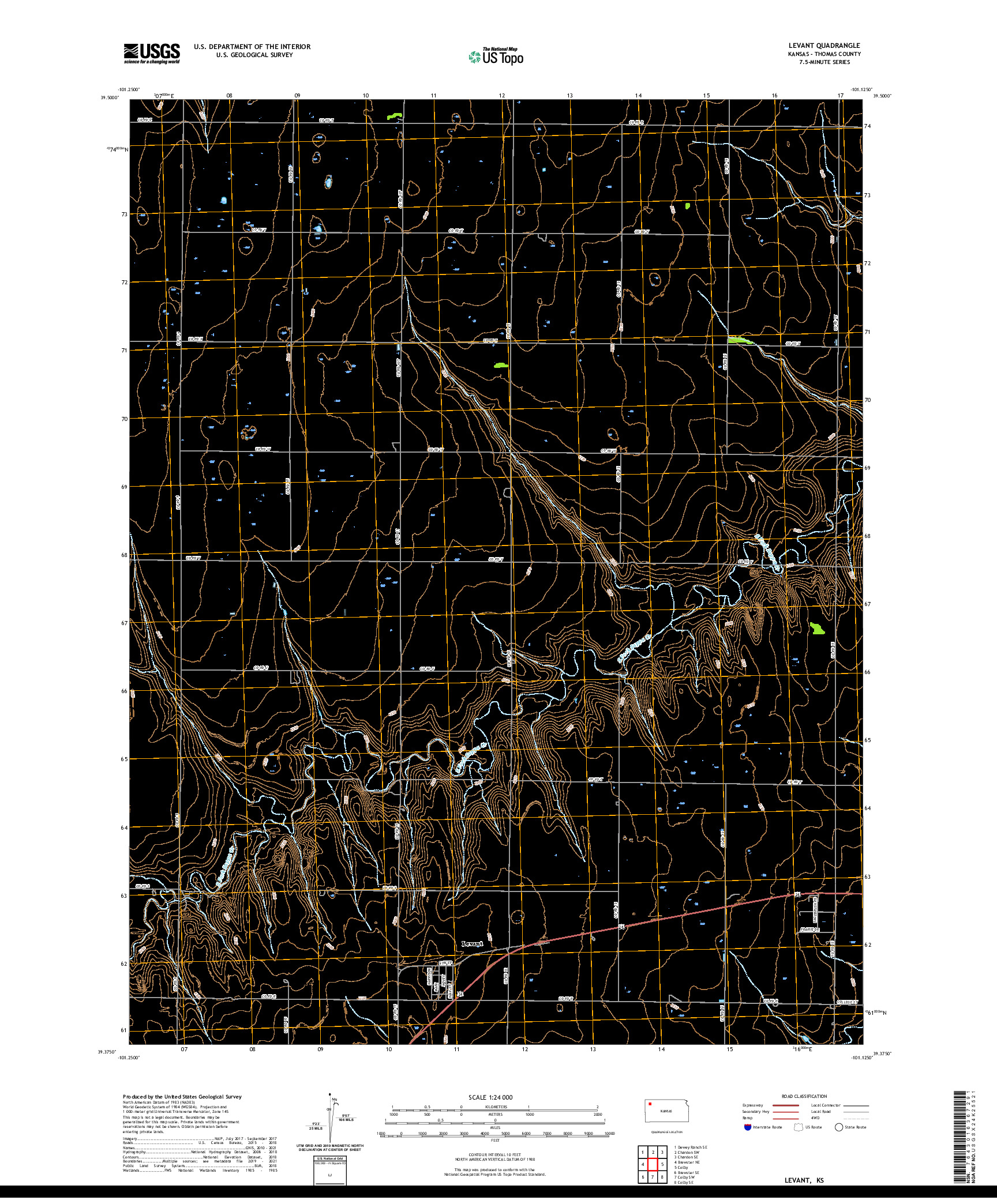 US TOPO 7.5-MINUTE MAP FOR LEVANT, KS