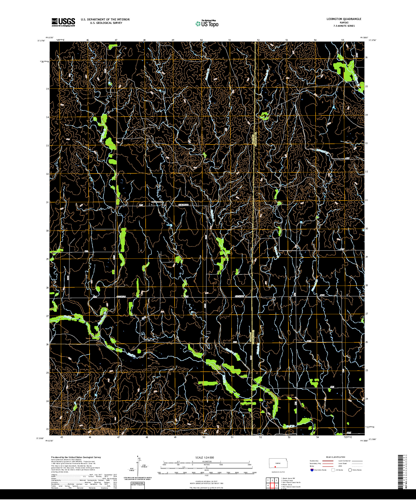 US TOPO 7.5-MINUTE MAP FOR LEXINGTON, KS