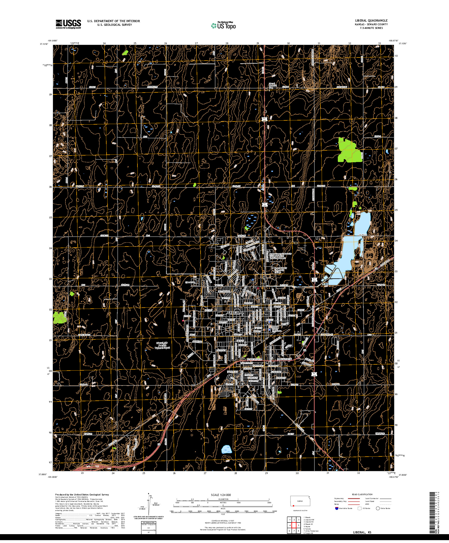 US TOPO 7.5-MINUTE MAP FOR LIBERAL, KS