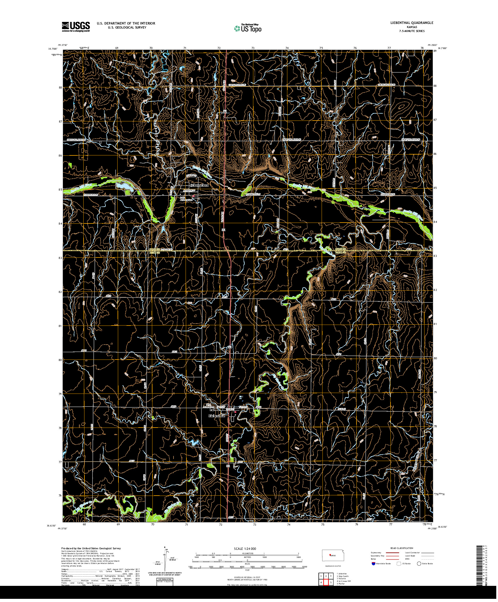 US TOPO 7.5-MINUTE MAP FOR LIEBENTHAL, KS