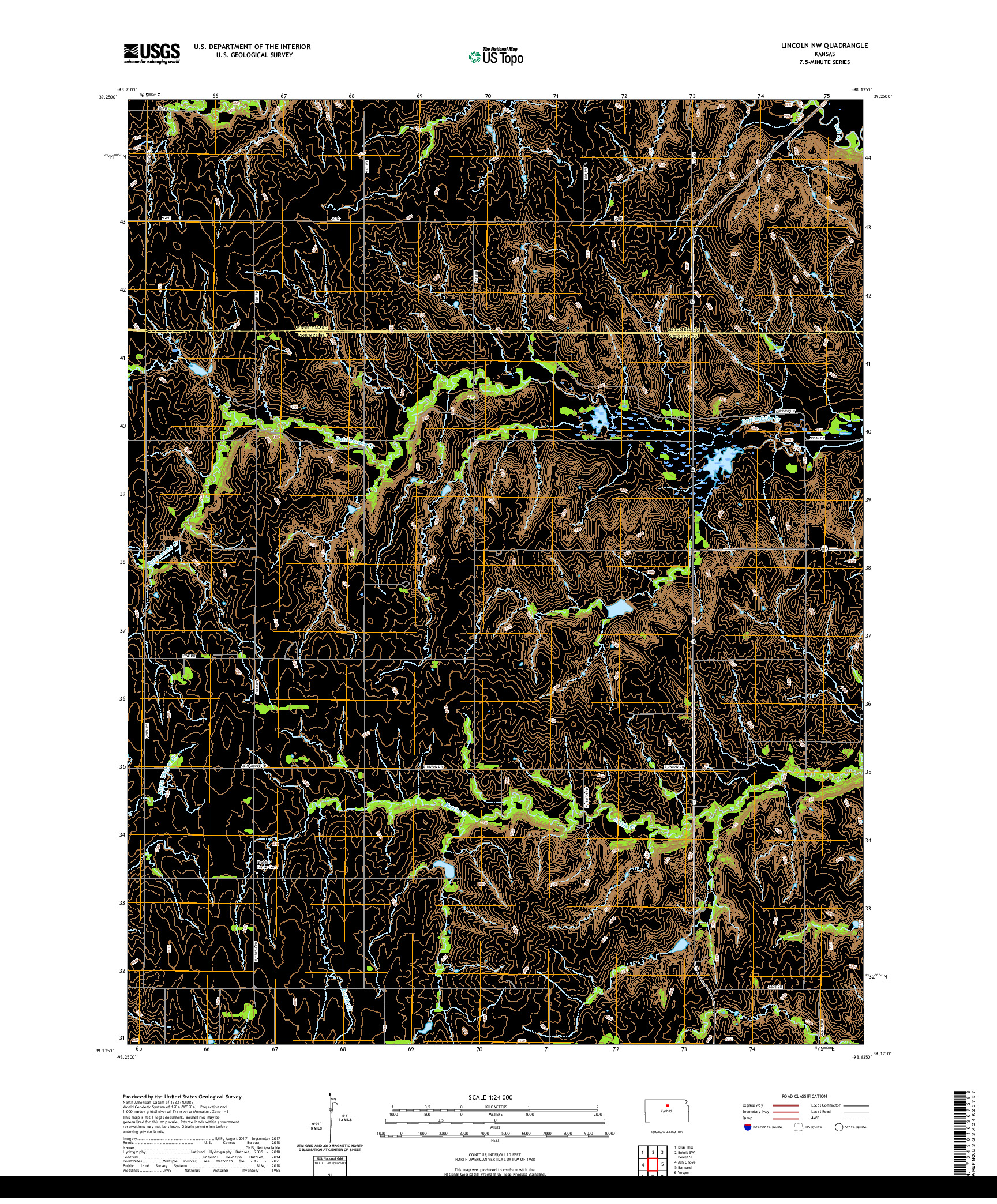 US TOPO 7.5-MINUTE MAP FOR LINCOLN NW, KS