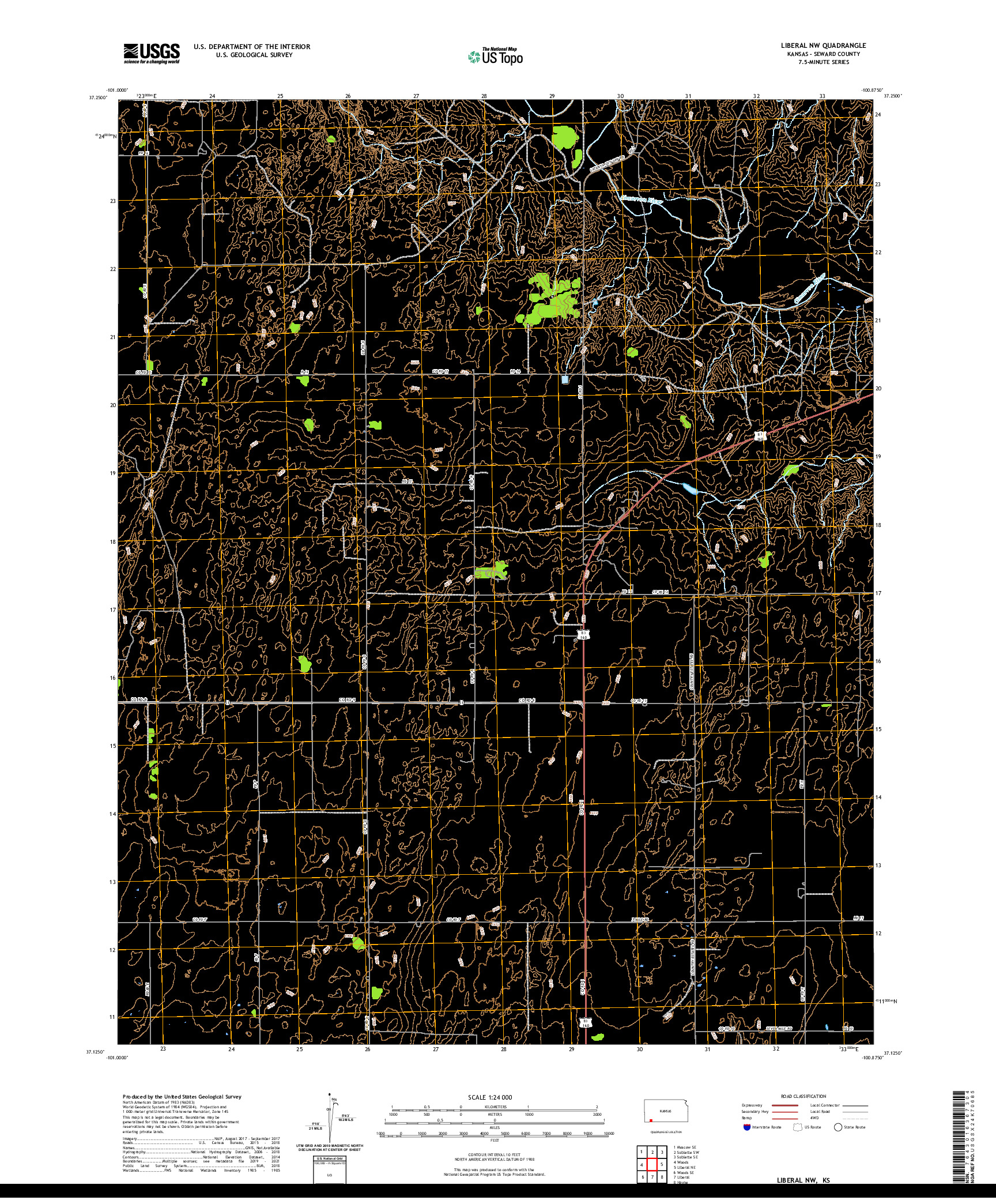 US TOPO 7.5-MINUTE MAP FOR LIBERAL NW, KS