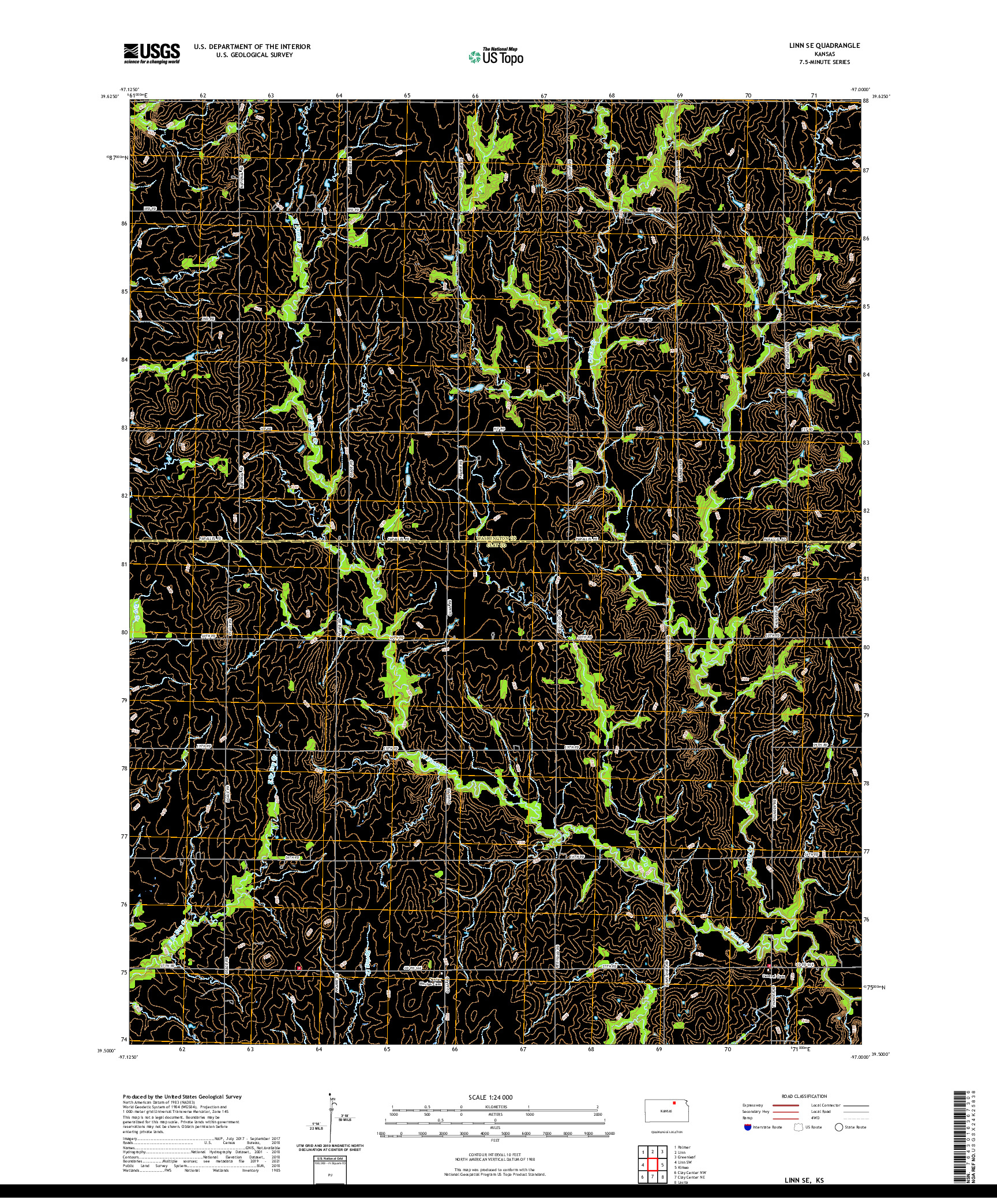 US TOPO 7.5-MINUTE MAP FOR LINN SE, KS