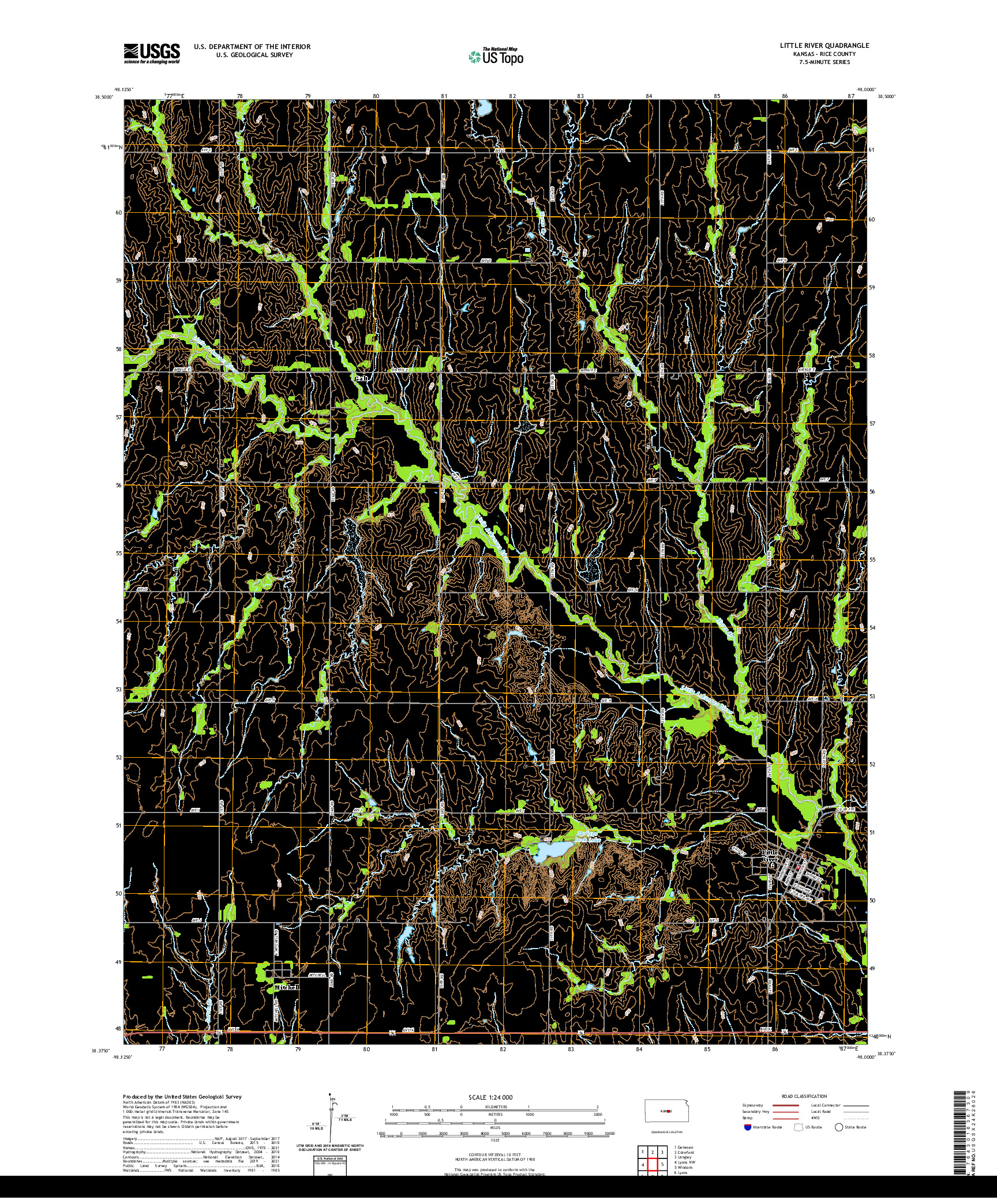 US TOPO 7.5-MINUTE MAP FOR LITTLE RIVER, KS