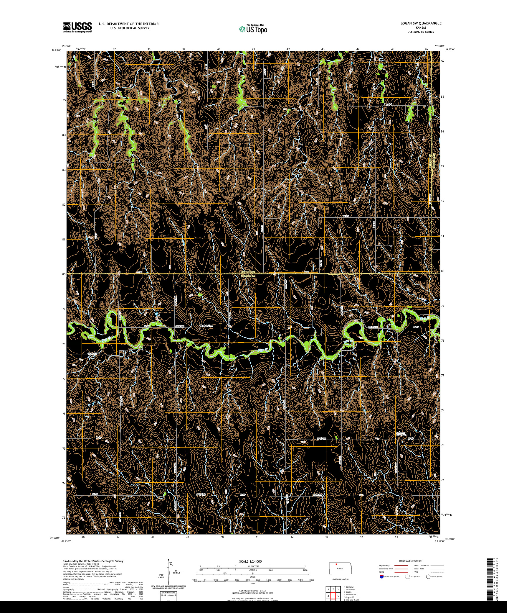 US TOPO 7.5-MINUTE MAP FOR LOGAN SW, KS