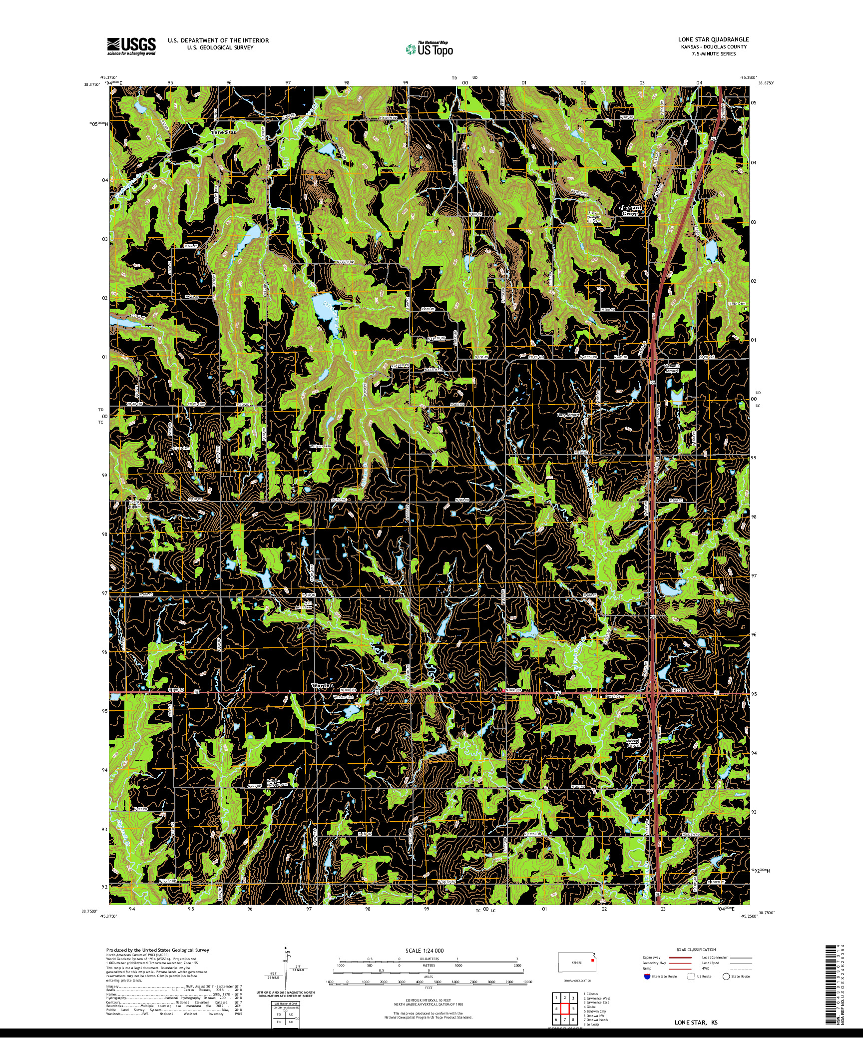 US TOPO 7.5-MINUTE MAP FOR LONE STAR, KS