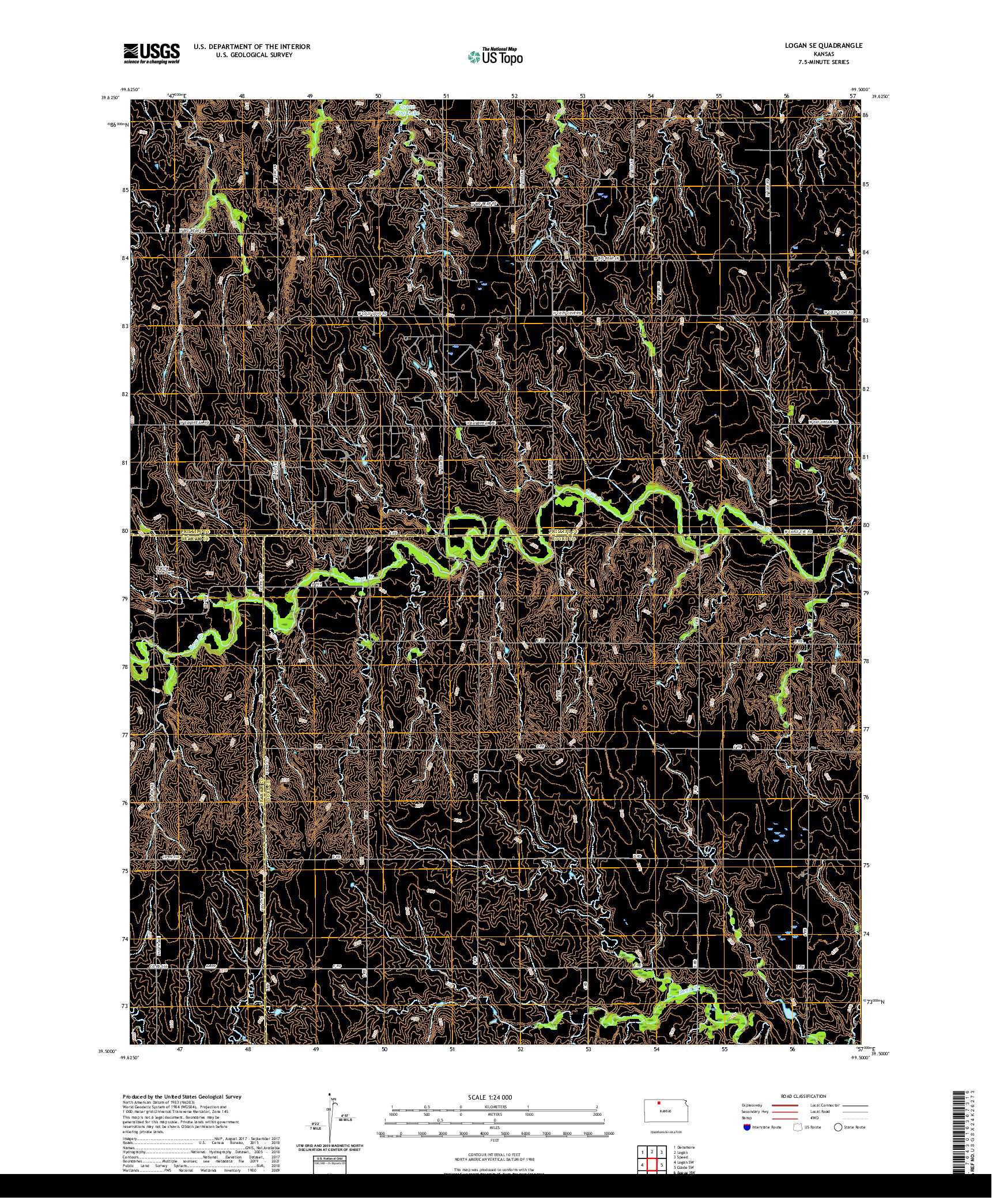 US TOPO 7.5-MINUTE MAP FOR LOGAN SE, KS