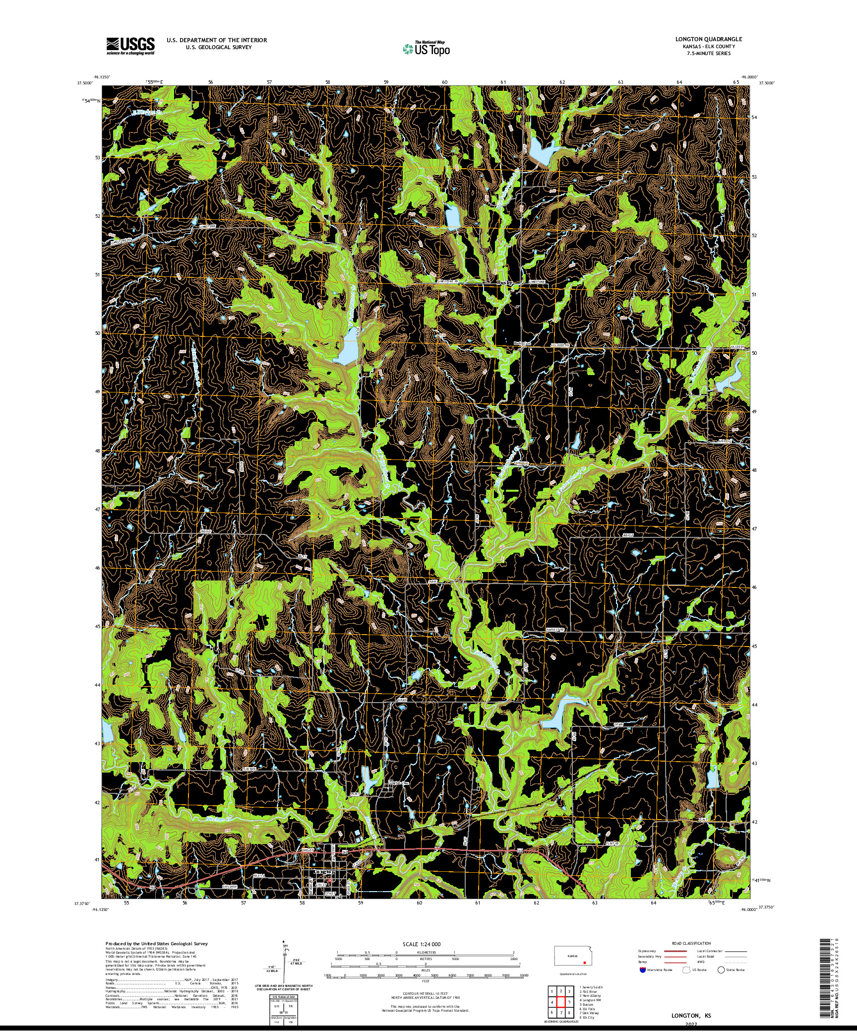 US TOPO 7.5-MINUTE MAP FOR LONGTON, KS