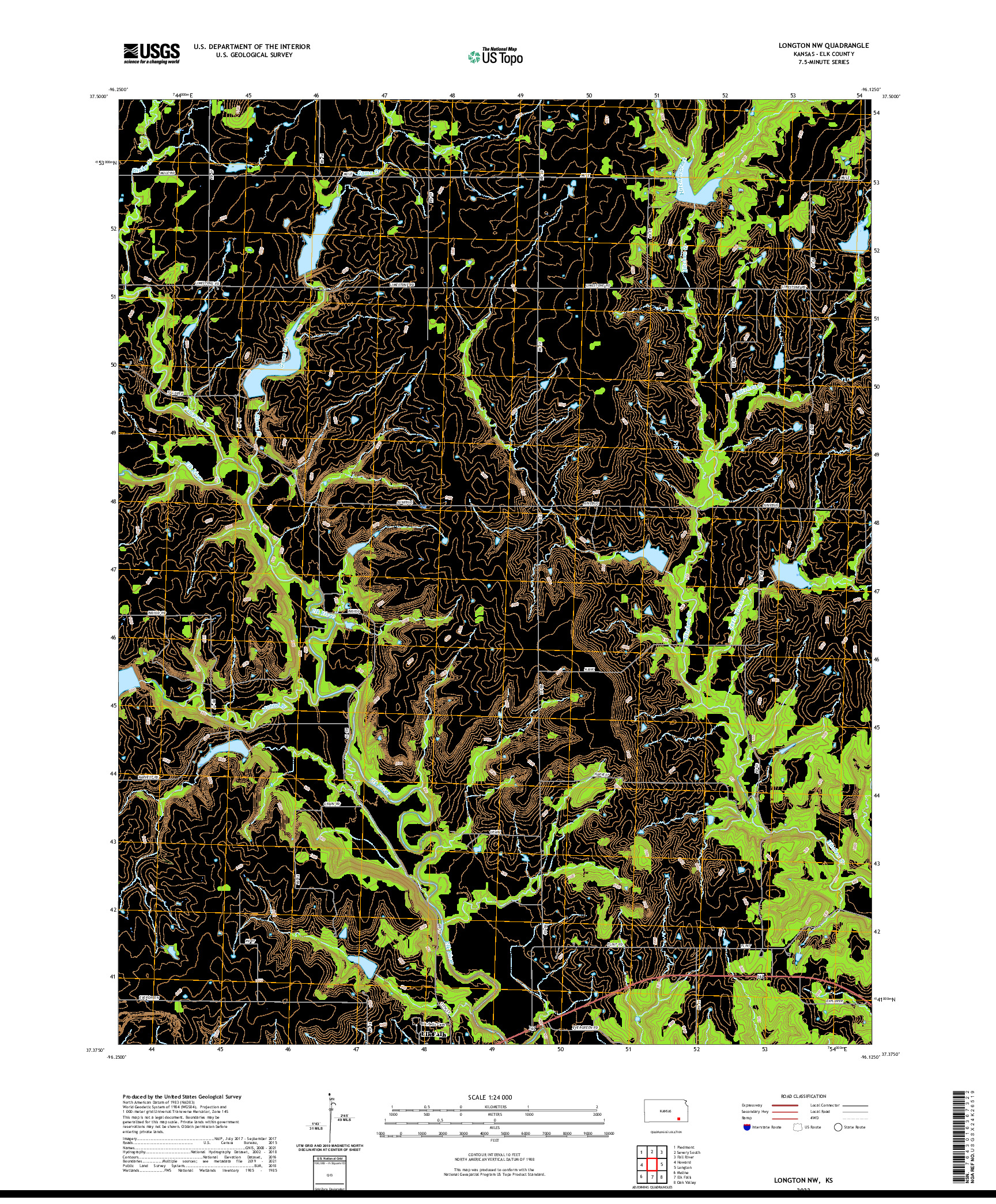 US TOPO 7.5-MINUTE MAP FOR LONGTON NW, KS