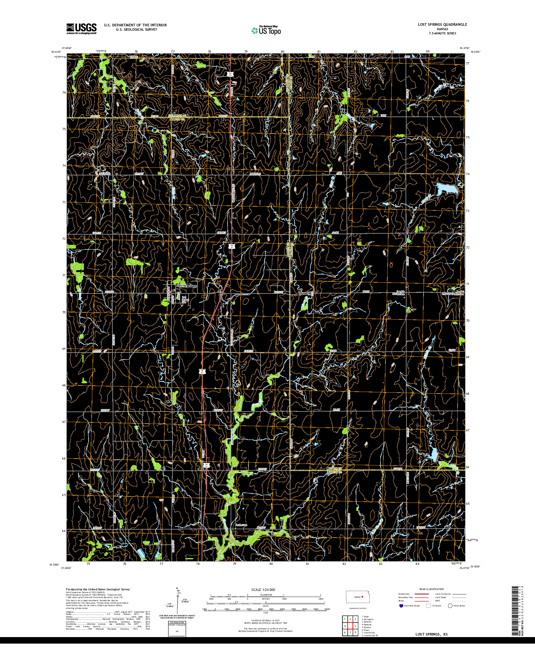 US TOPO 7.5-MINUTE MAP FOR LOST SPRINGS, KS