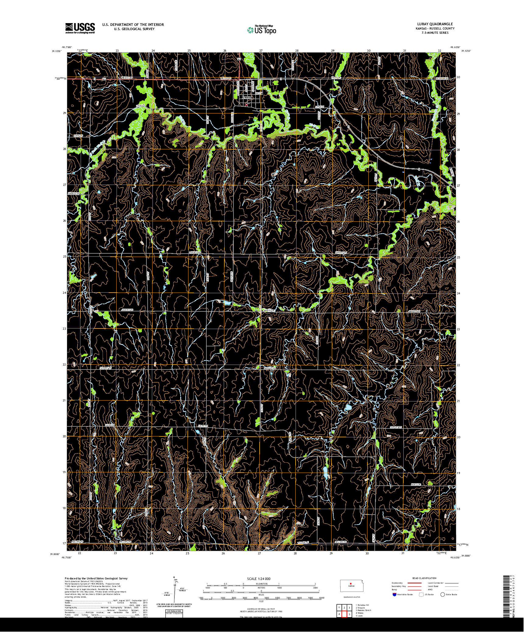 US TOPO 7.5-MINUTE MAP FOR LURAY, KS