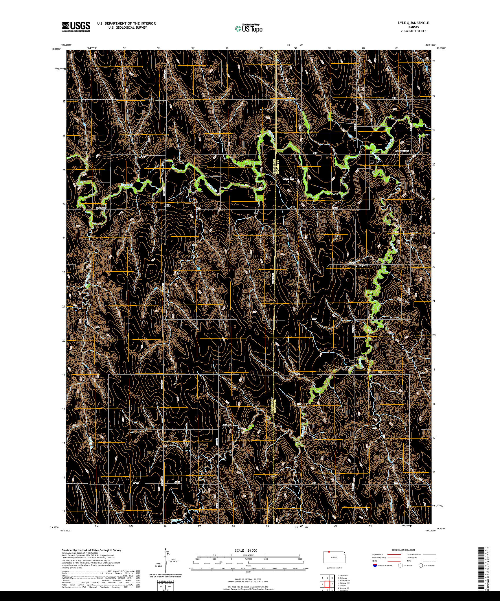 US TOPO 7.5-MINUTE MAP FOR LYLE, KS