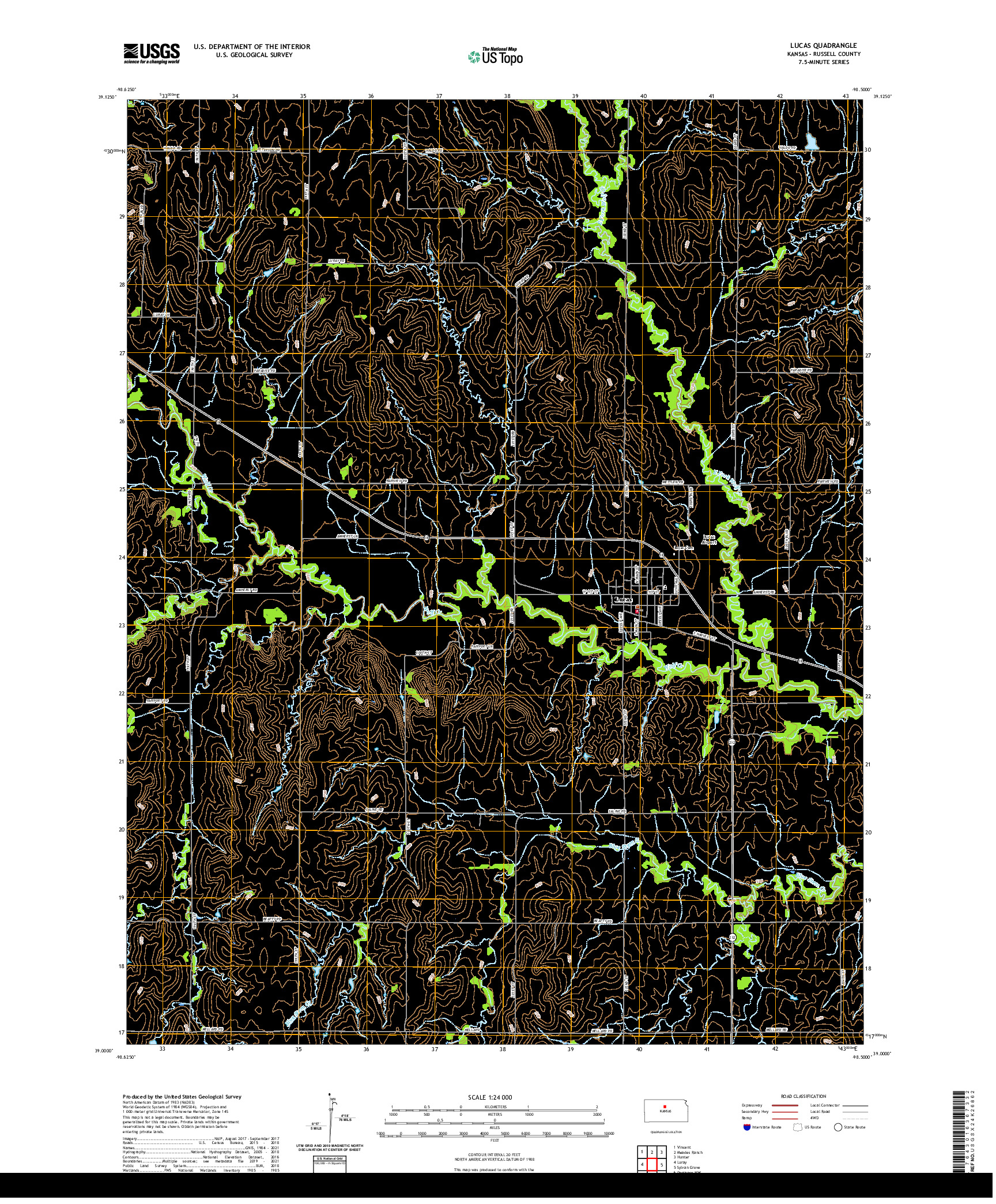 US TOPO 7.5-MINUTE MAP FOR LUCAS, KS