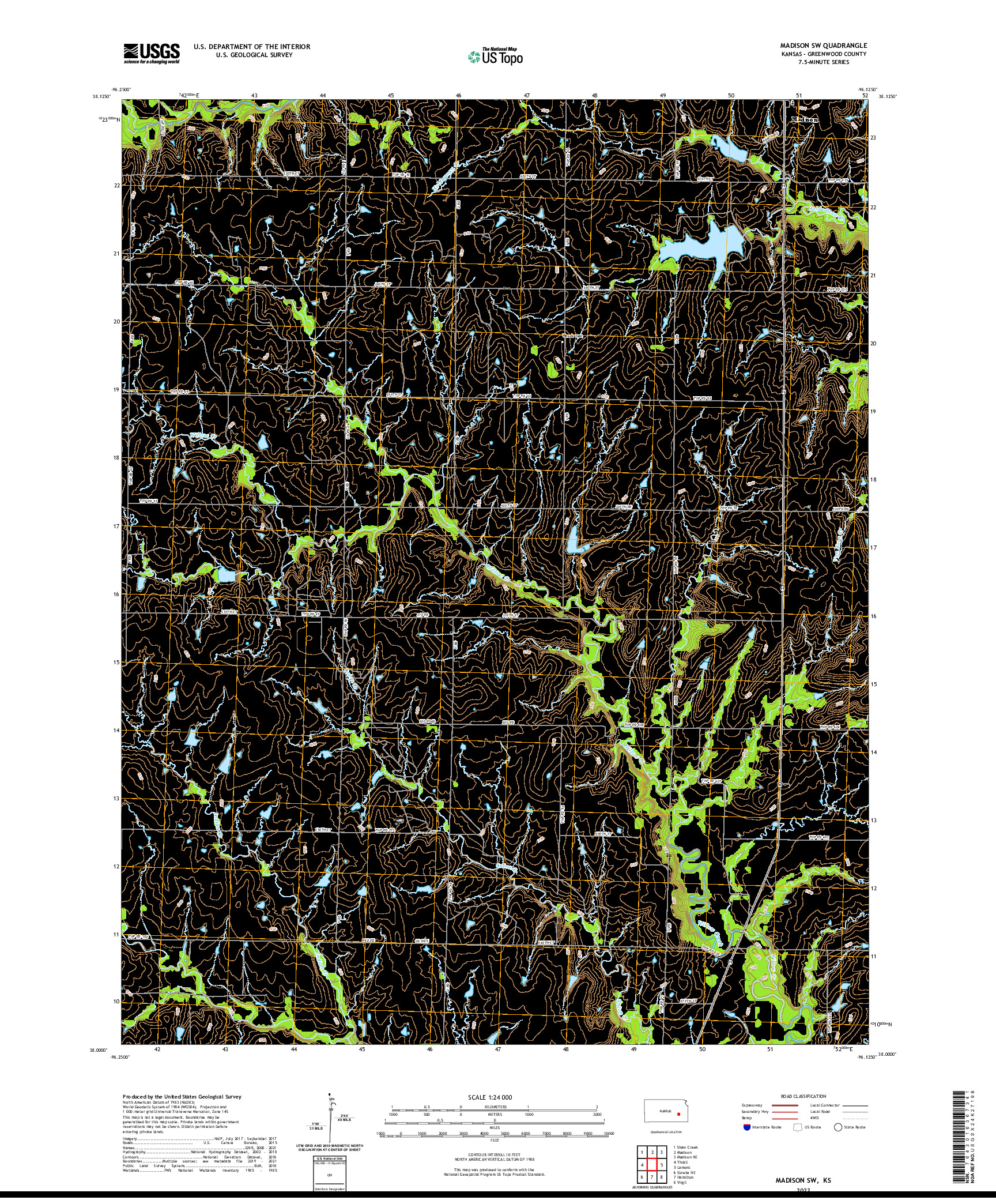 US TOPO 7.5-MINUTE MAP FOR MADISON SW, KS