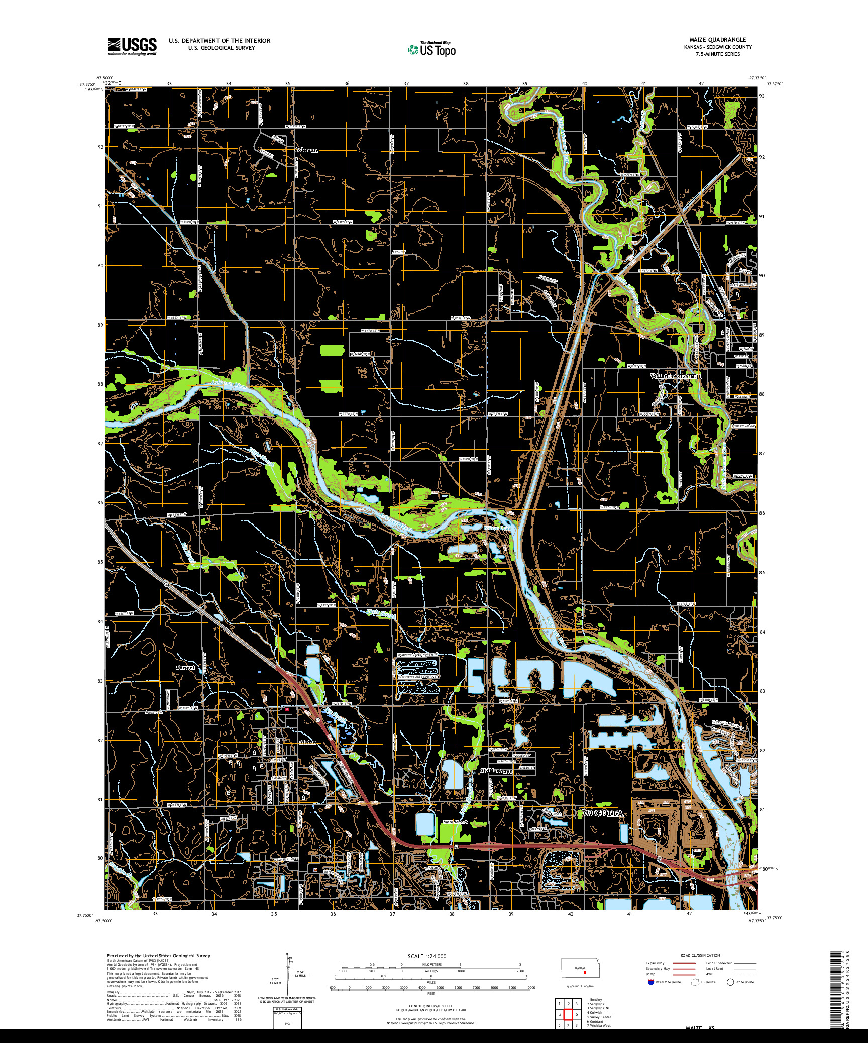 US TOPO 7.5-MINUTE MAP FOR MAIZE, KS