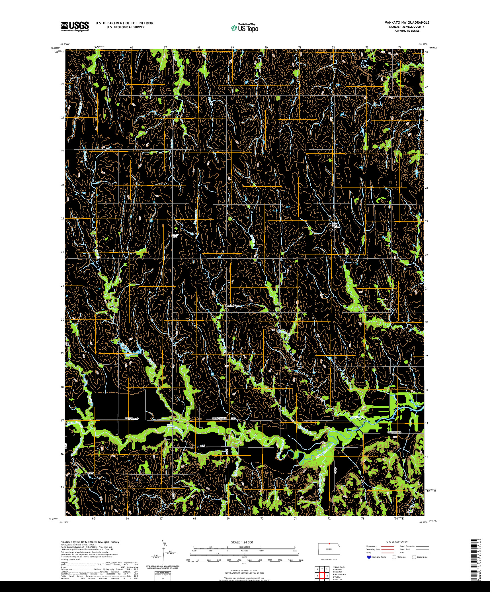 US TOPO 7.5-MINUTE MAP FOR MANKATO NW, KS