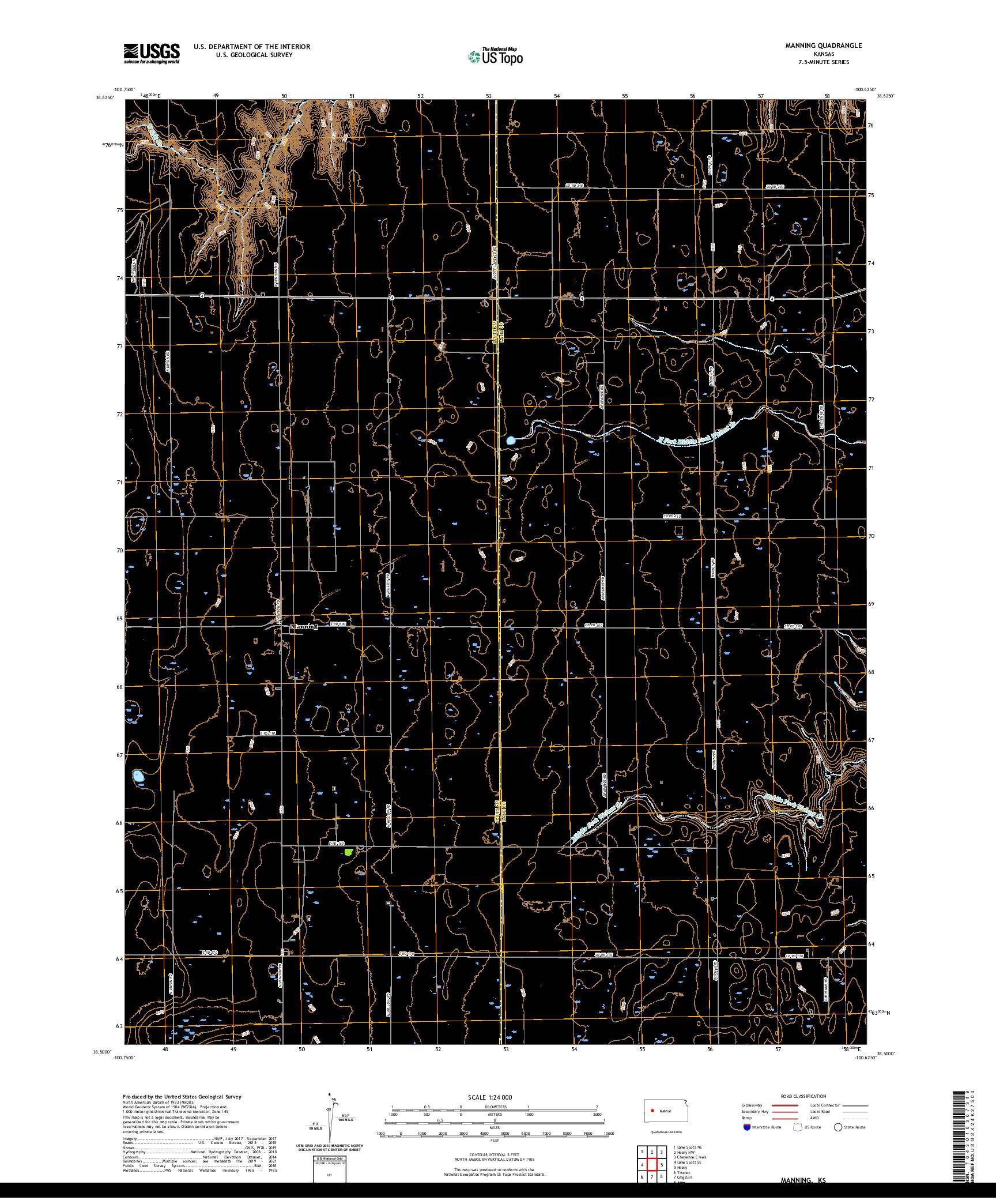 US TOPO 7.5-MINUTE MAP FOR MANNING, KS