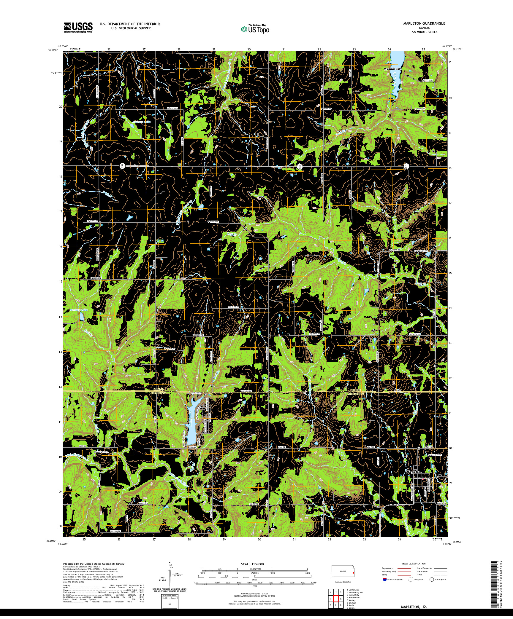 US TOPO 7.5-MINUTE MAP FOR MAPLETON, KS