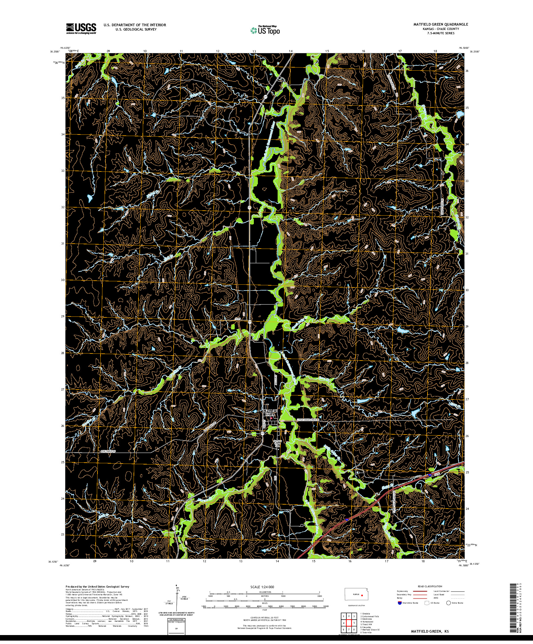 US TOPO 7.5-MINUTE MAP FOR MATFIELD GREEN, KS